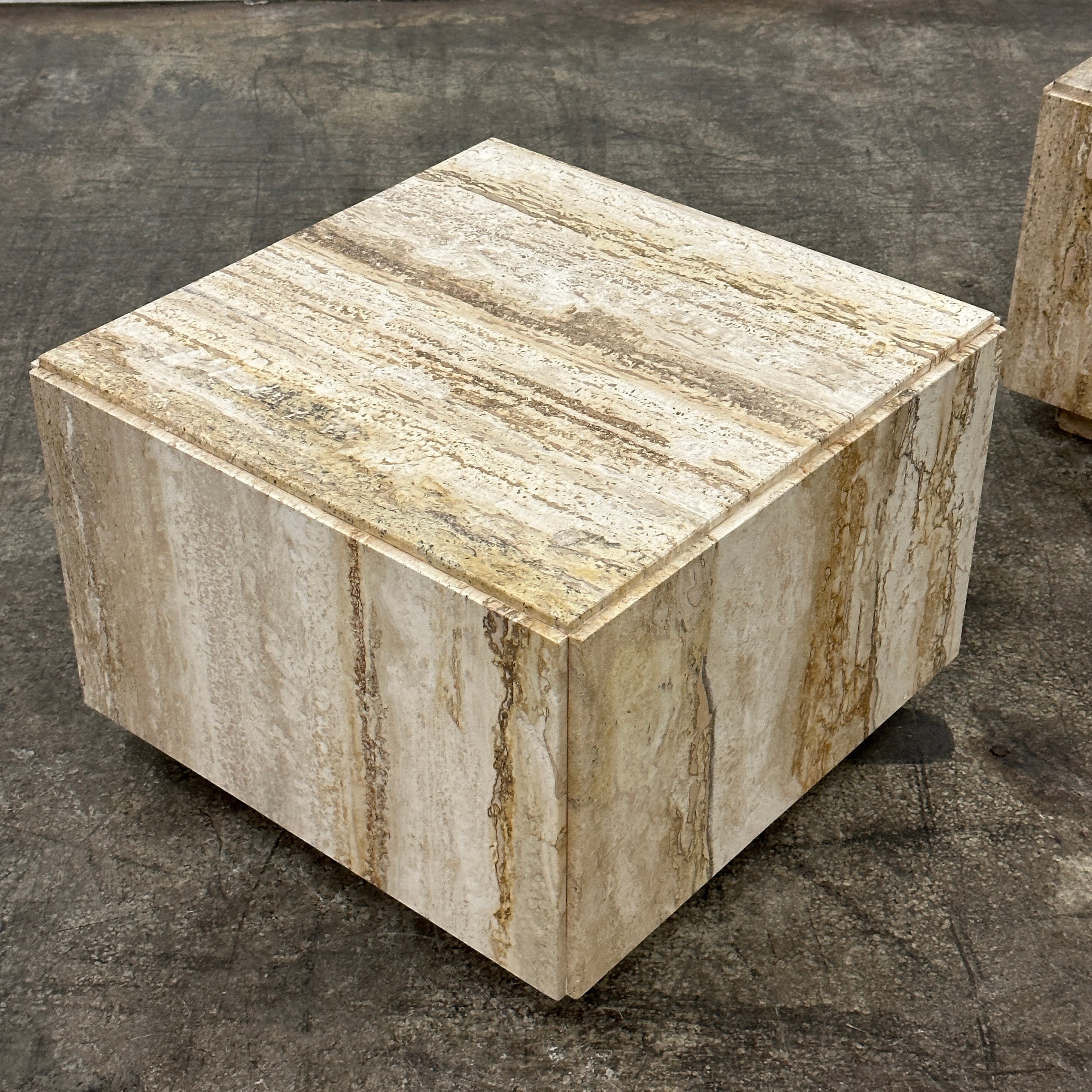 Italian Travertine Cube Tables