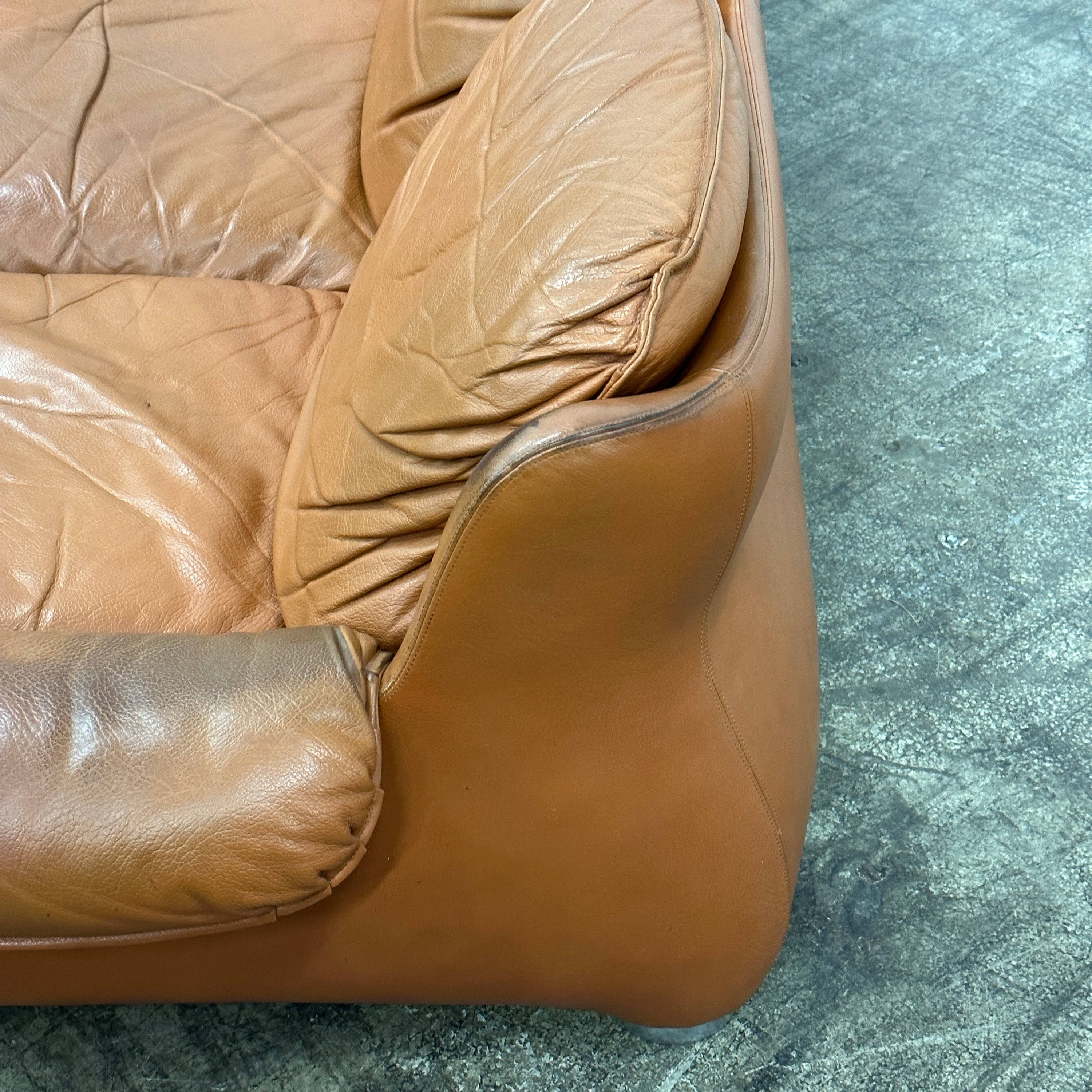 Finnish Chubby Low Leather Sofa