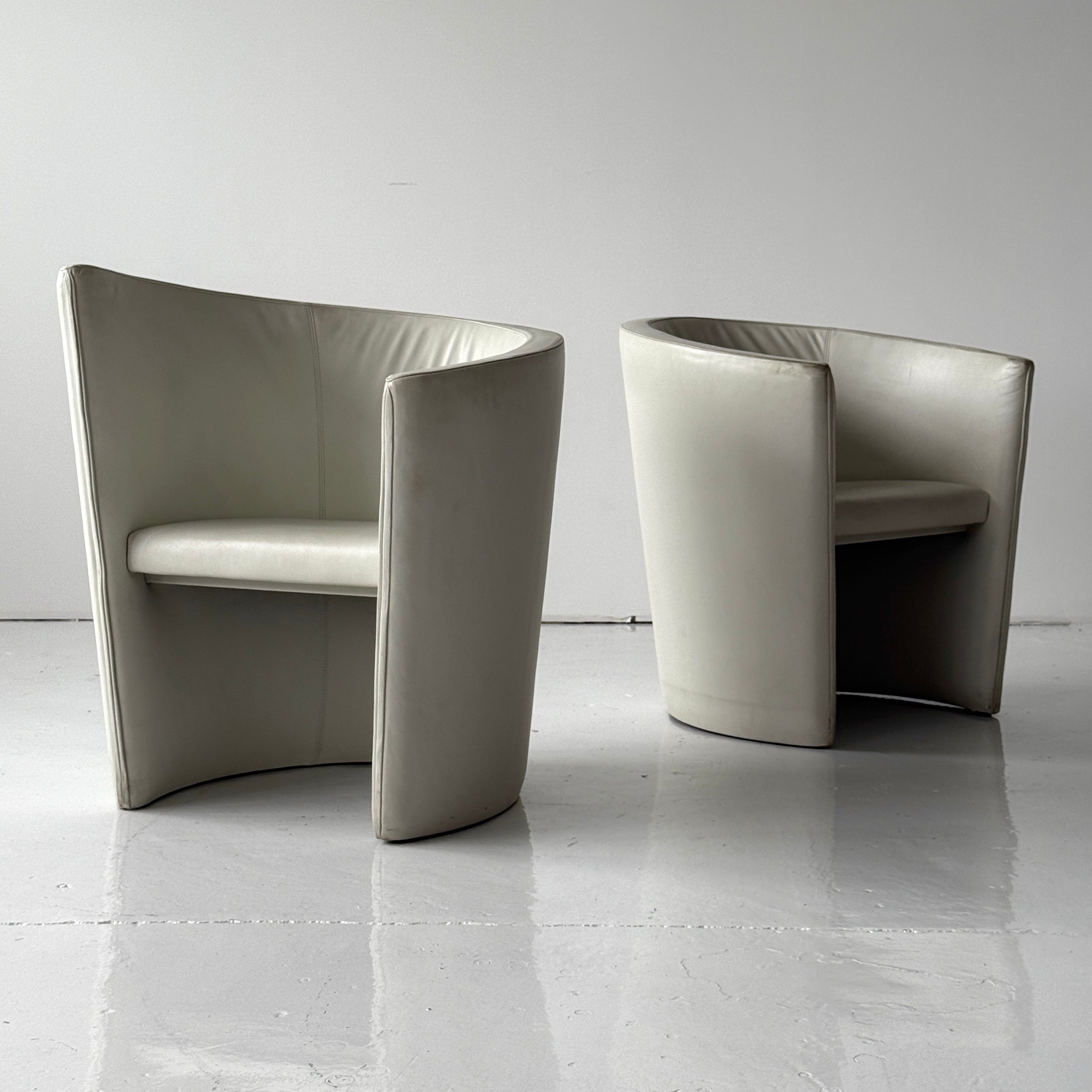 Asymmetrical Leather Club Chair by Wittman