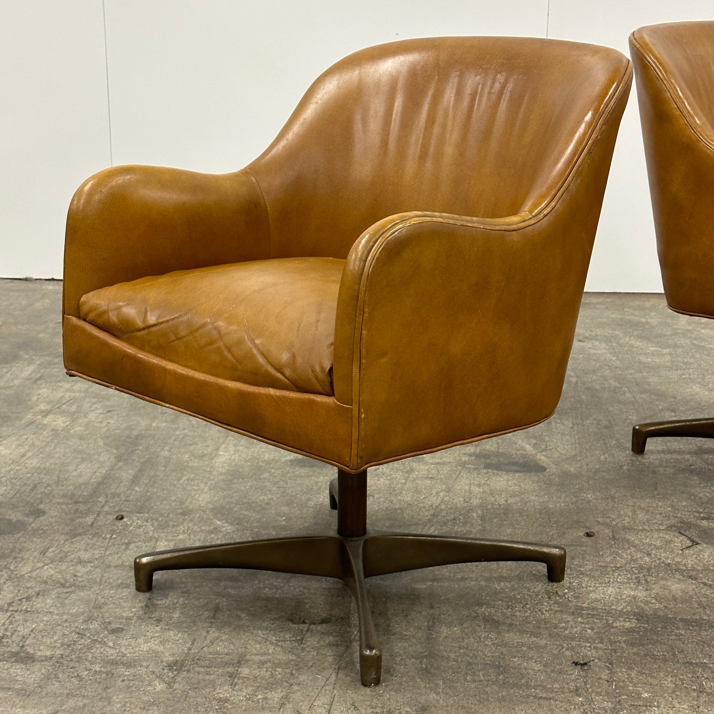 Leather Swivel Chairs by Jens Risom for Marble Furniture