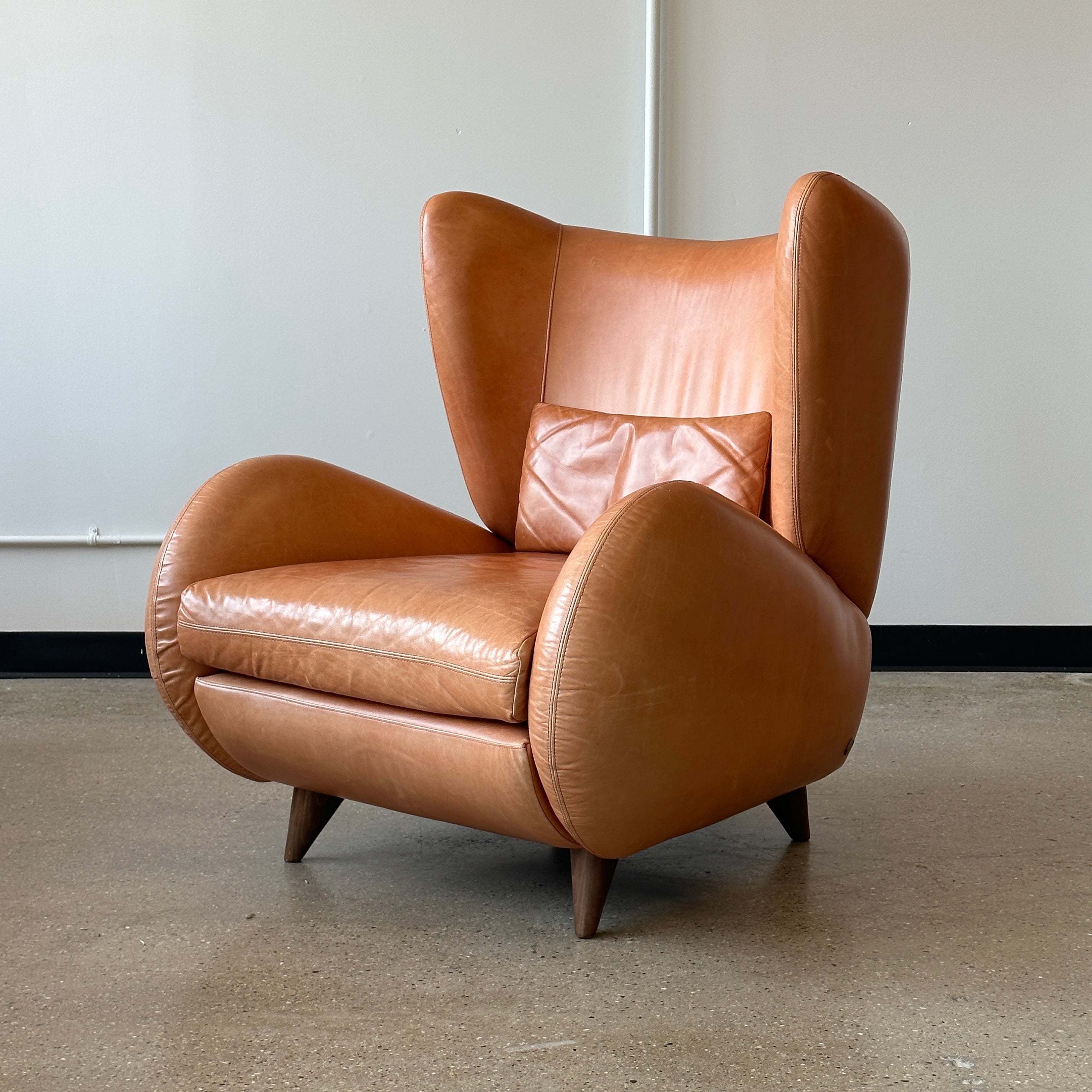 Fiftyish Wingback Leather Chair by Vladimir Kagan for American Leather
