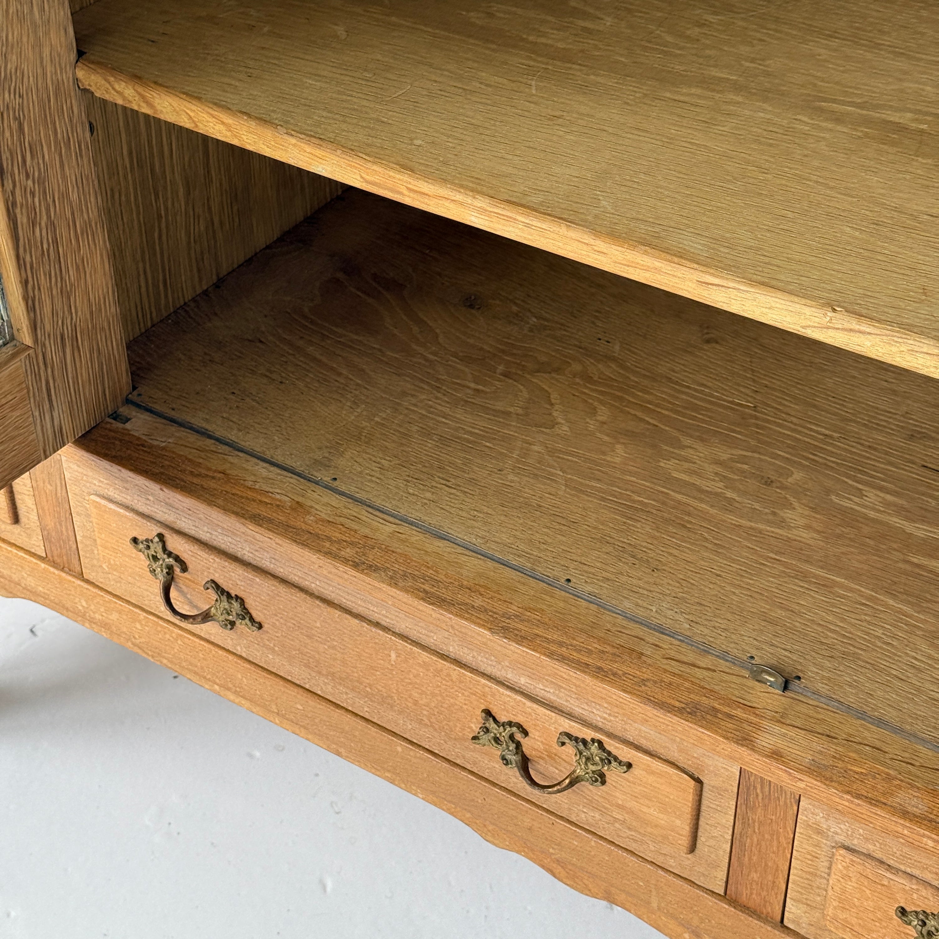 Danish Carved Oak Brutalist Wood Sideboard