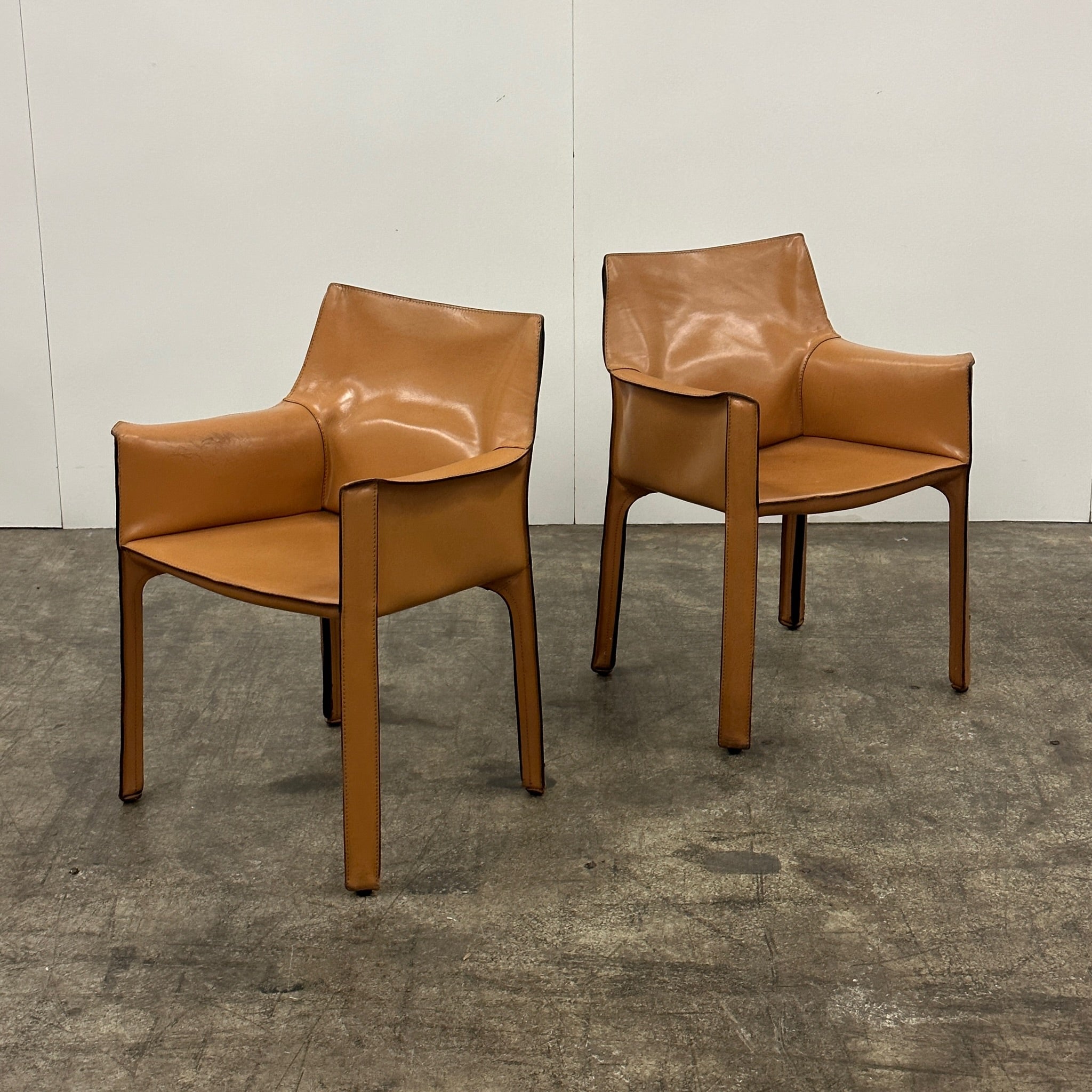 Leather Cab Chairs by Mario Bellini for Cassina