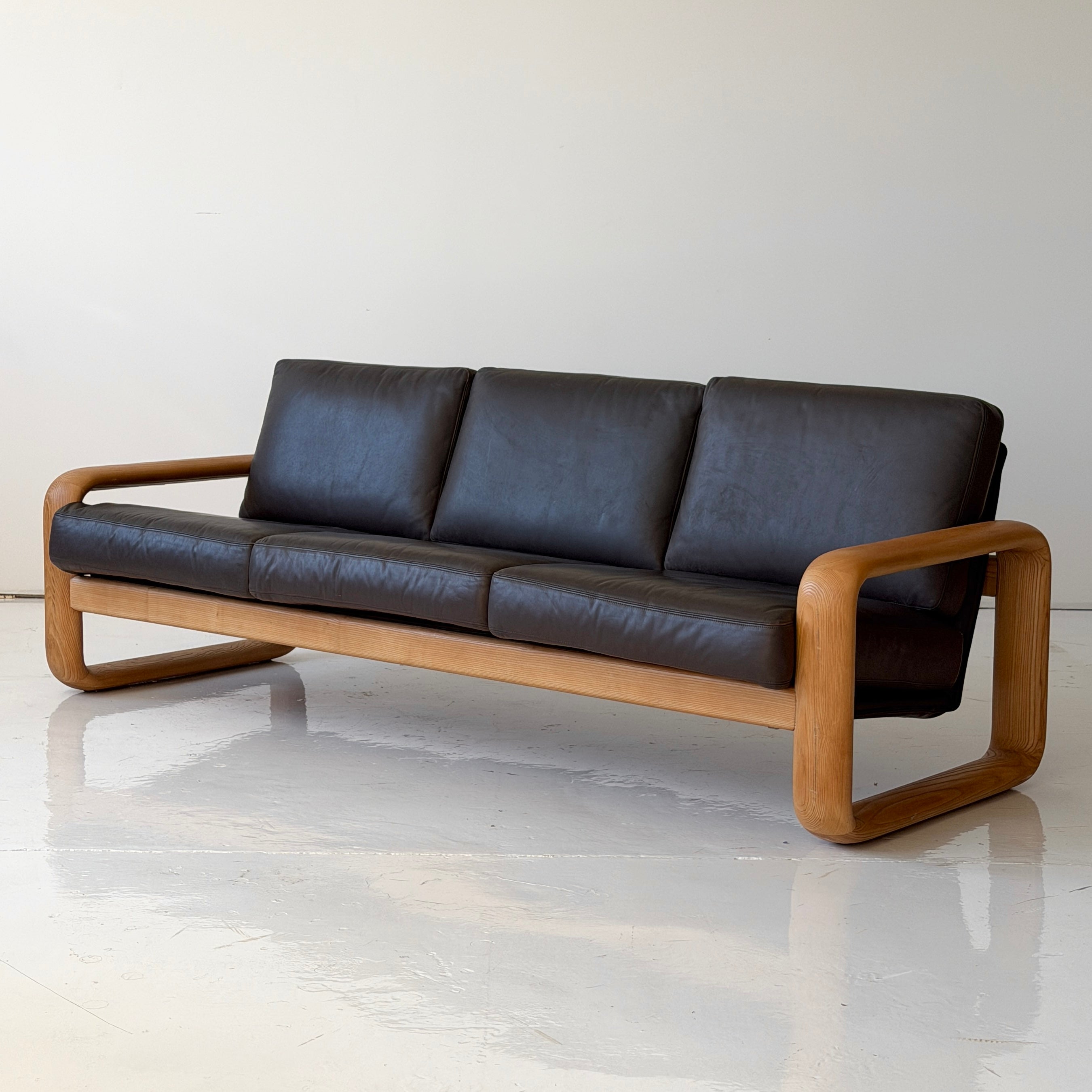 Leather + Oak Hombre Sofa by Burkhard Vogetherr for Rosenthal