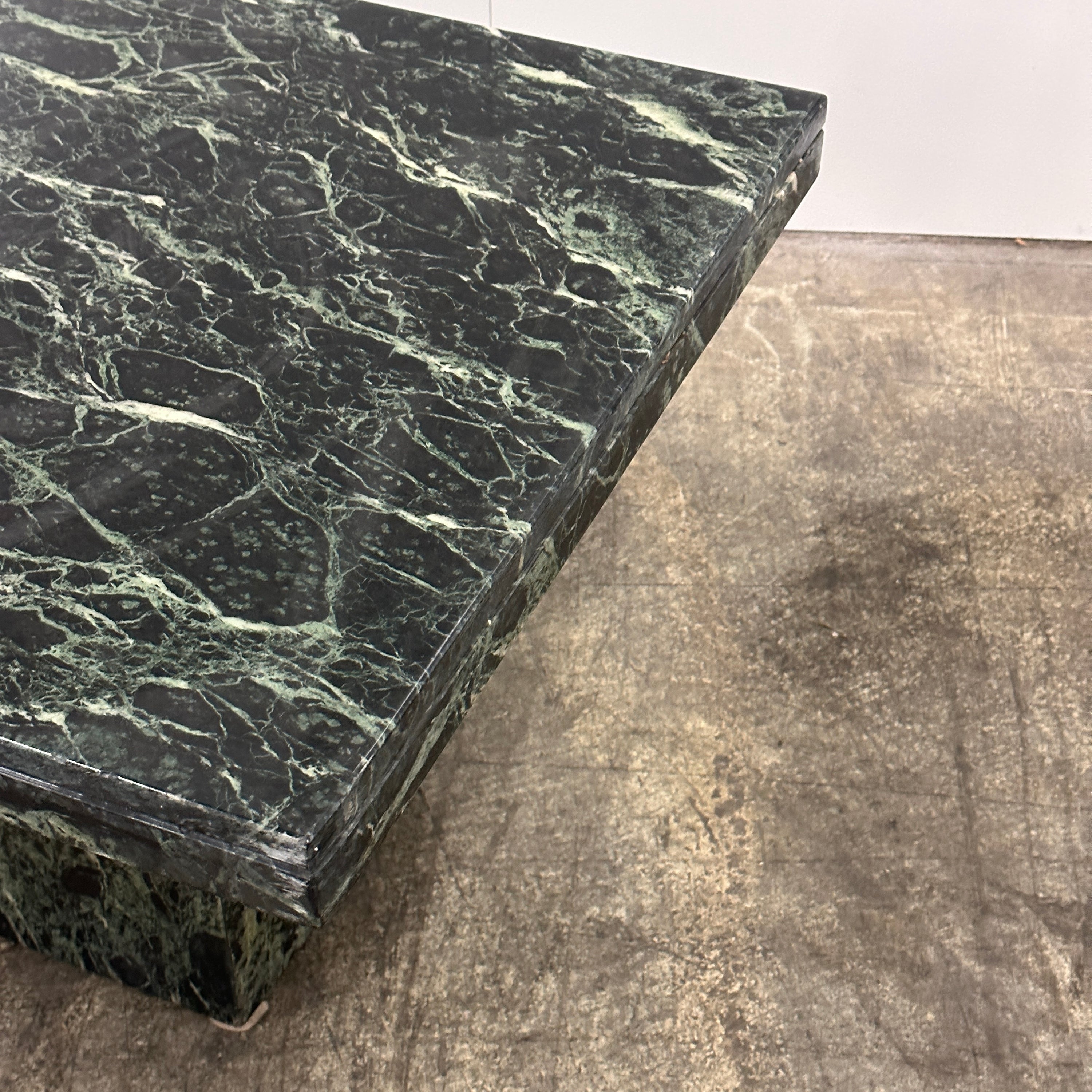 Italian Green Verde Marble Pedestal Tables