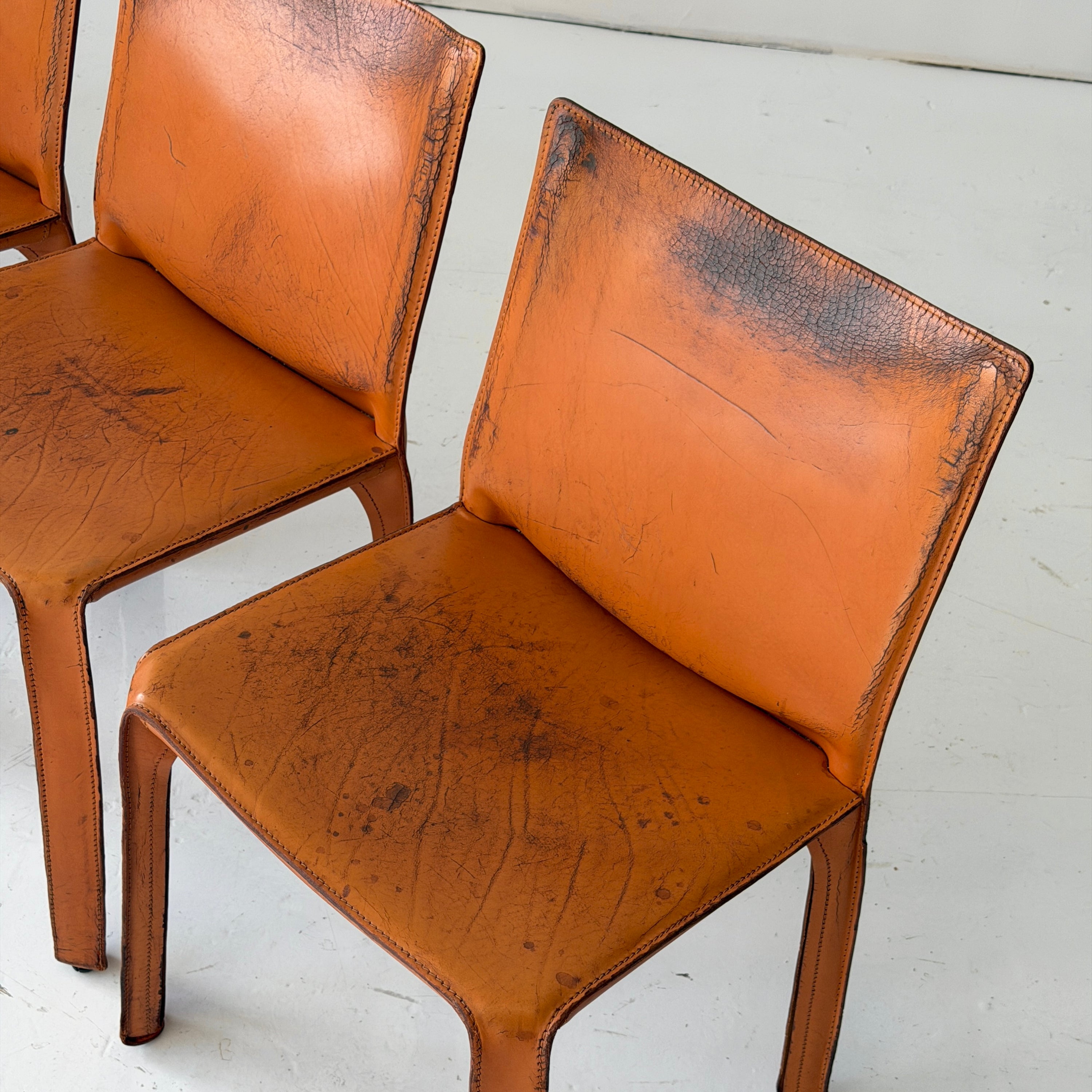 Leather Cab Chairs by Mario Bellini for Cassina