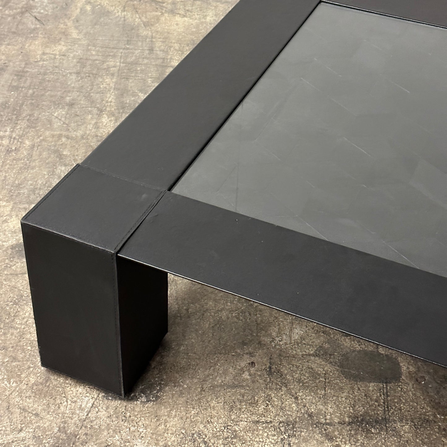 Vintage Leather Geometric Coffee Table by Jori of Belgium