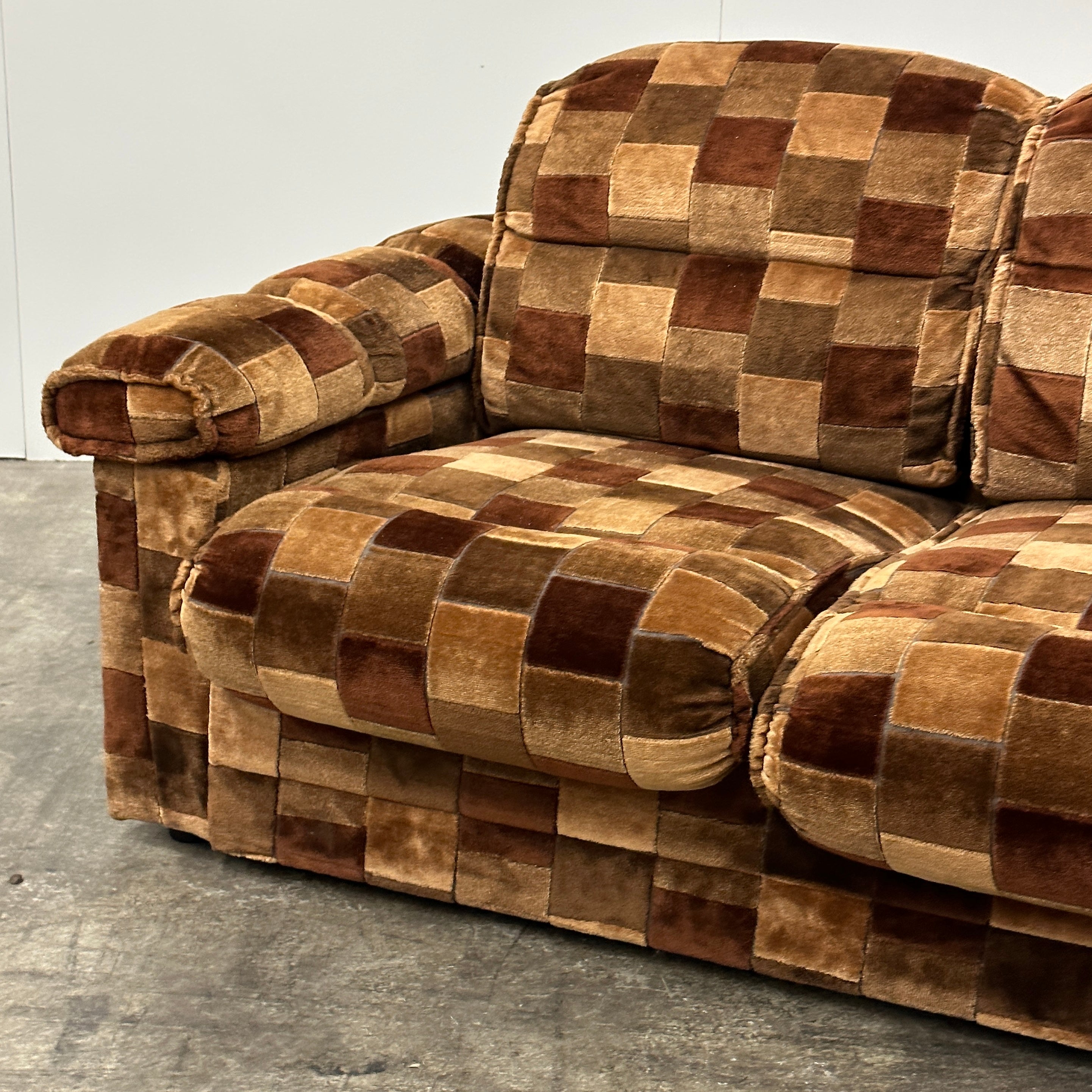 German Patchwork Velour Sofa