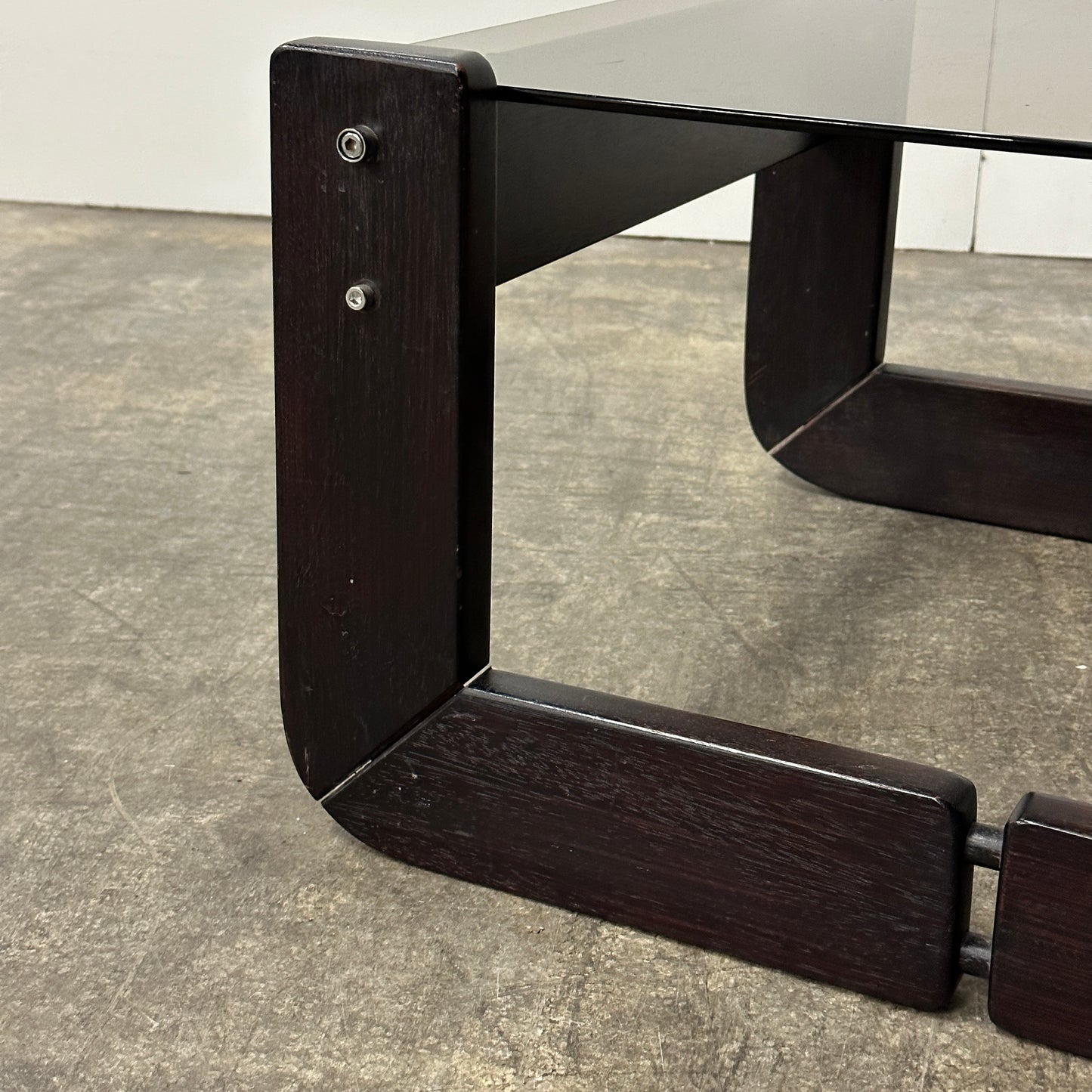 Smoked Glass Wood Table by Percival Lafer