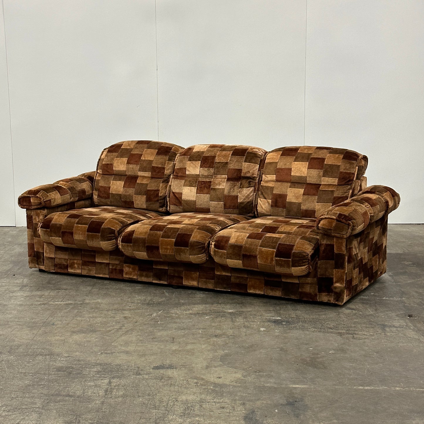 German Patchwork Velour Sofa