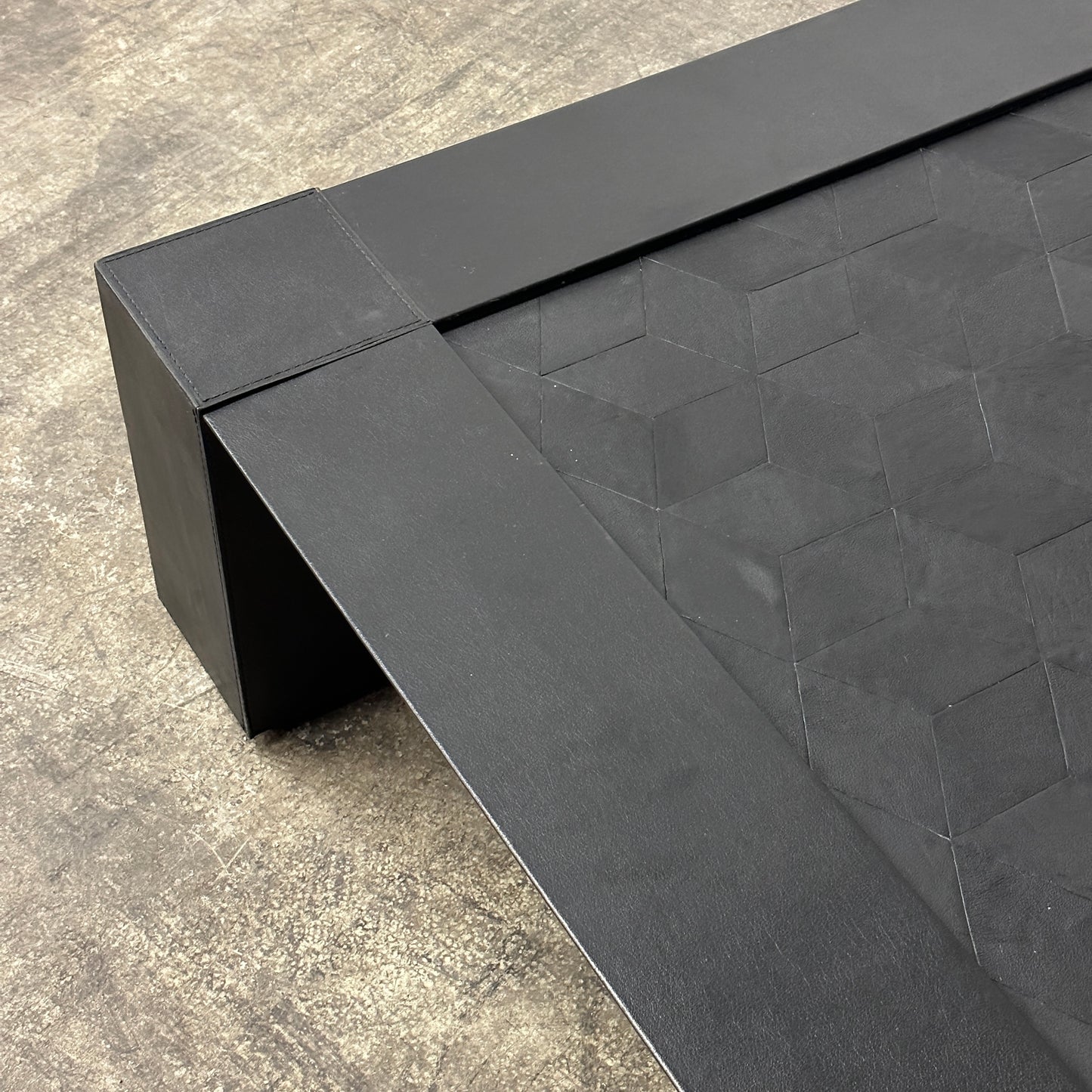 Vintage Leather Geometric Coffee Table by Jori of Belgium