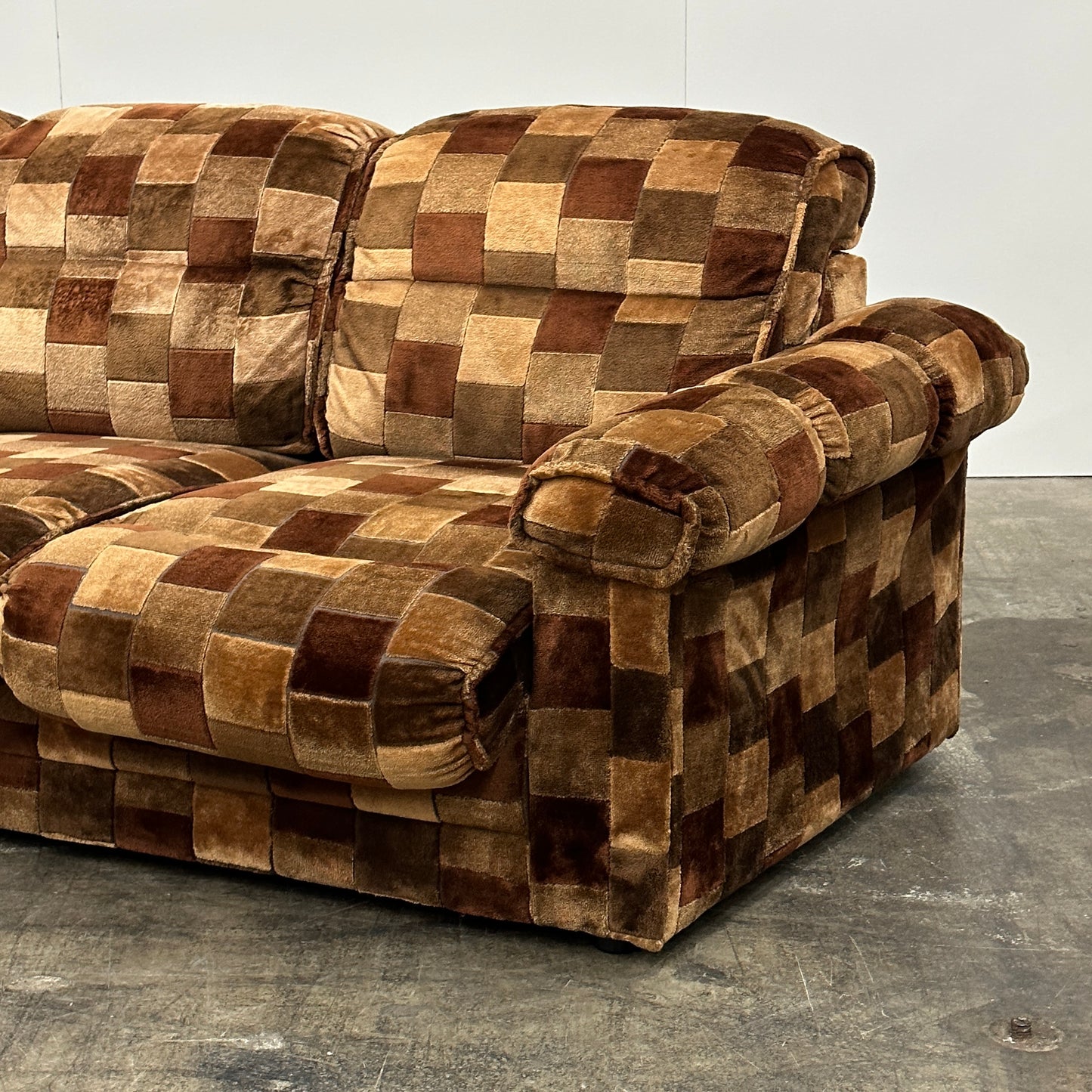 German Patchwork Velour Sofa
