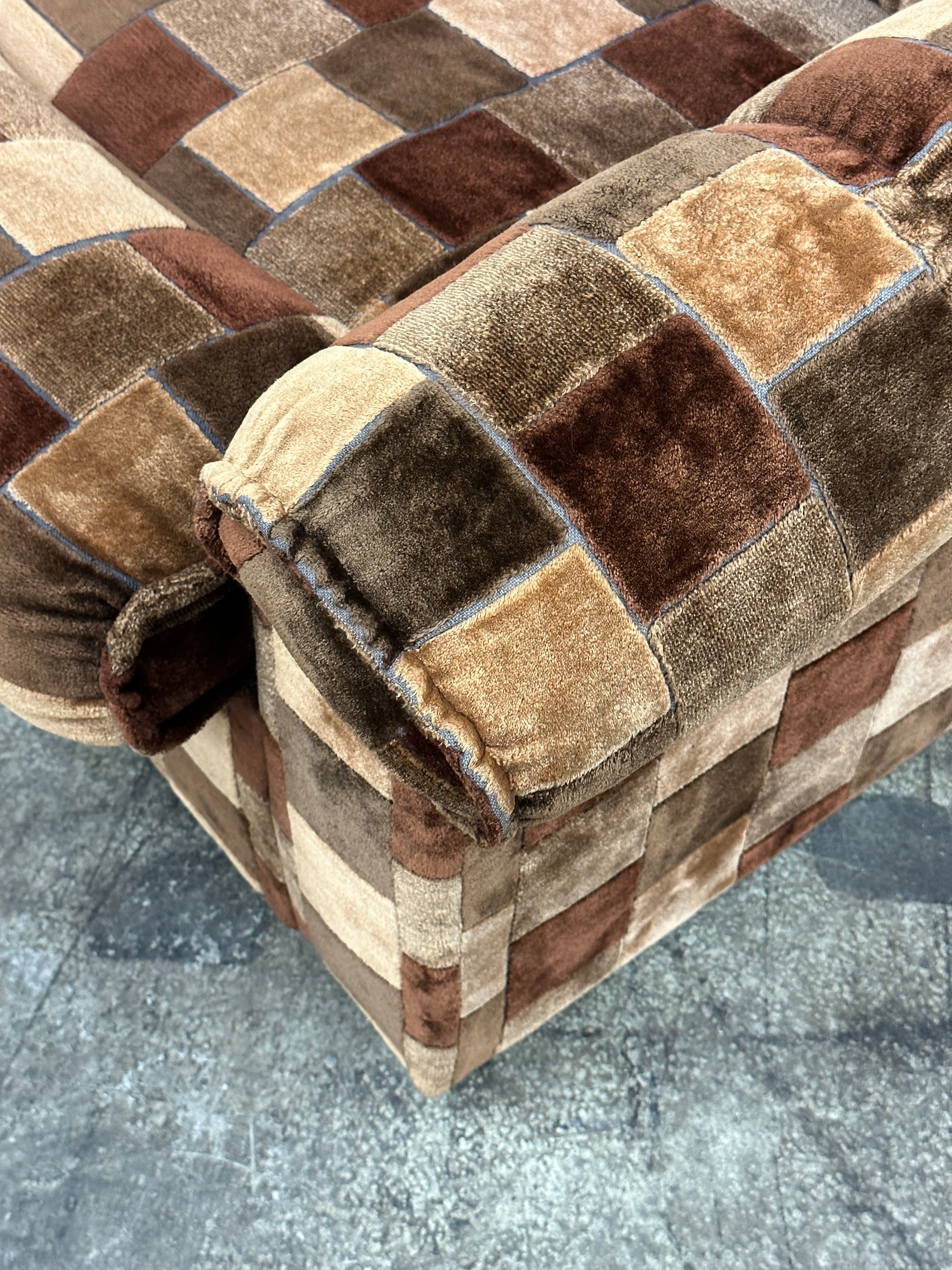 German Patchwork Velour Lounge Chair