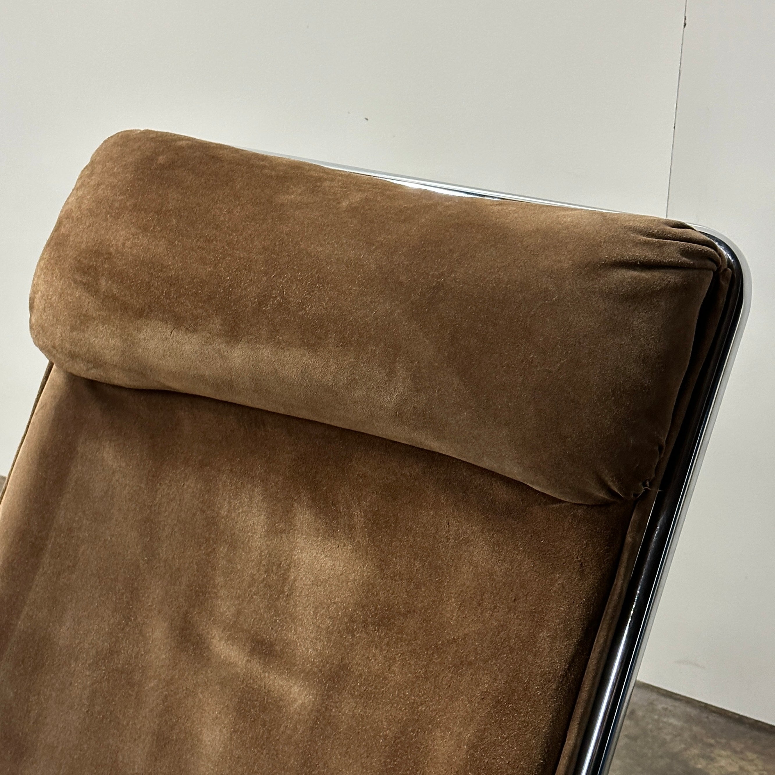Scissor Chair by Ward Bennett in Original Brown Suede