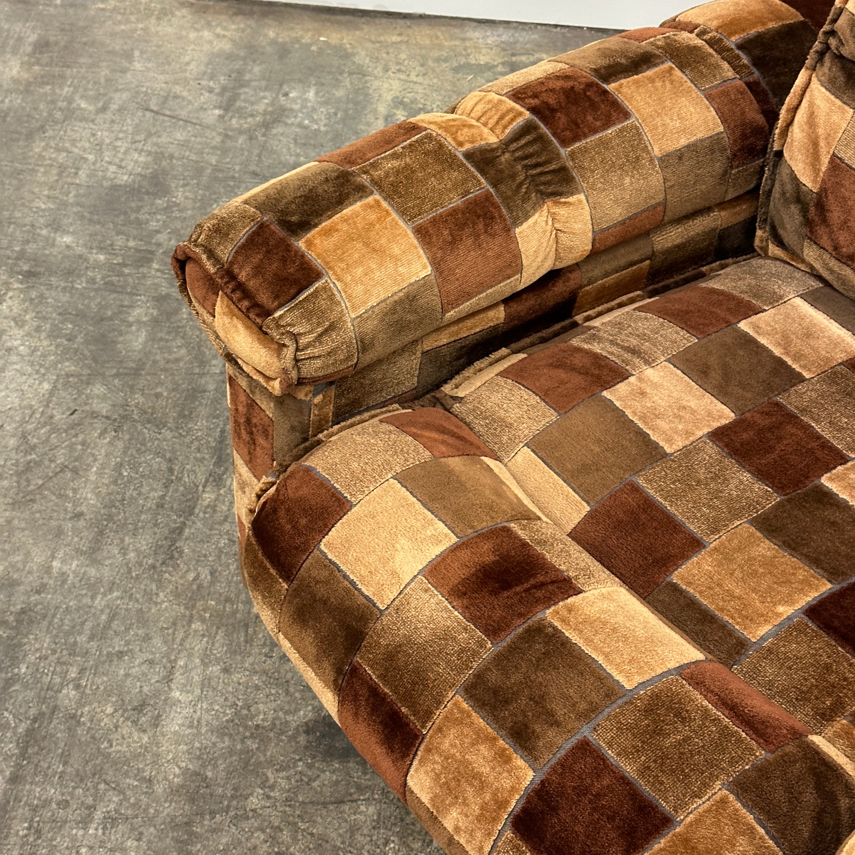 German Patchwork Velour Lounge Chair