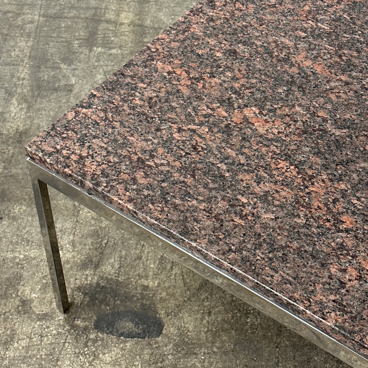 Red Granite + Chrome Tables by Nicos Zographos