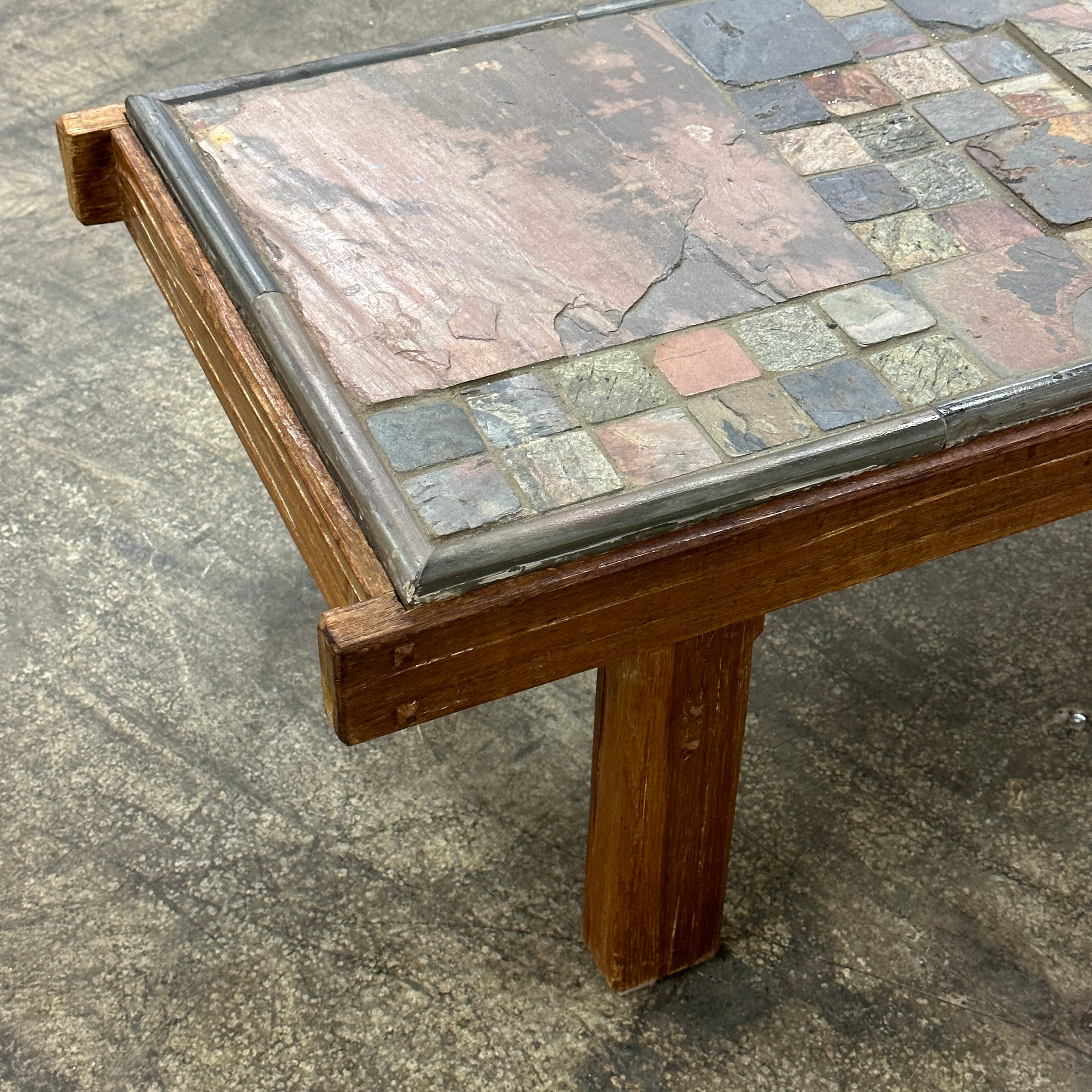Brutalist Primitive Mosaic Stone Coffee Table