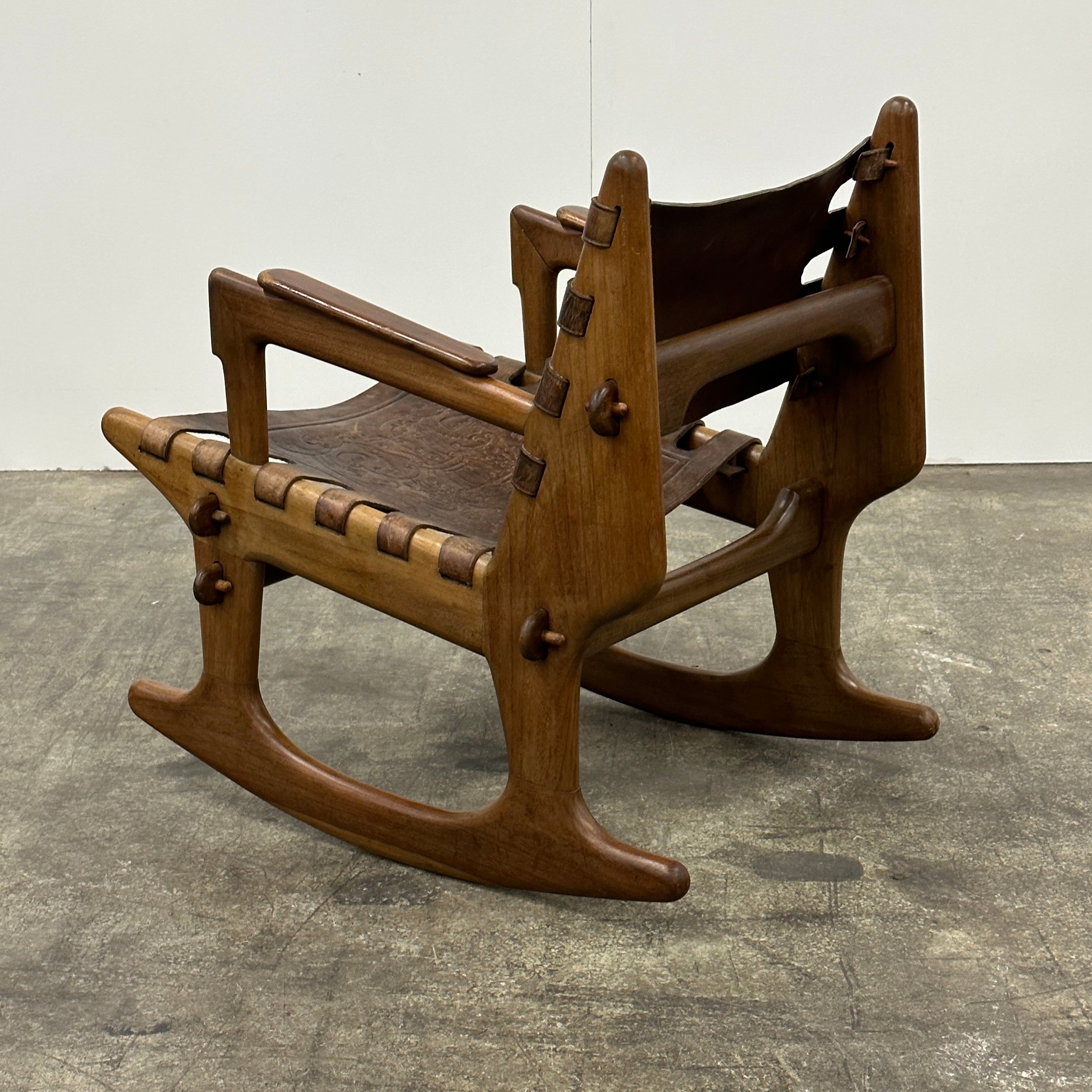 Leather Sling Rocking Chair by Angel Pazmino for Muebles de Estilo