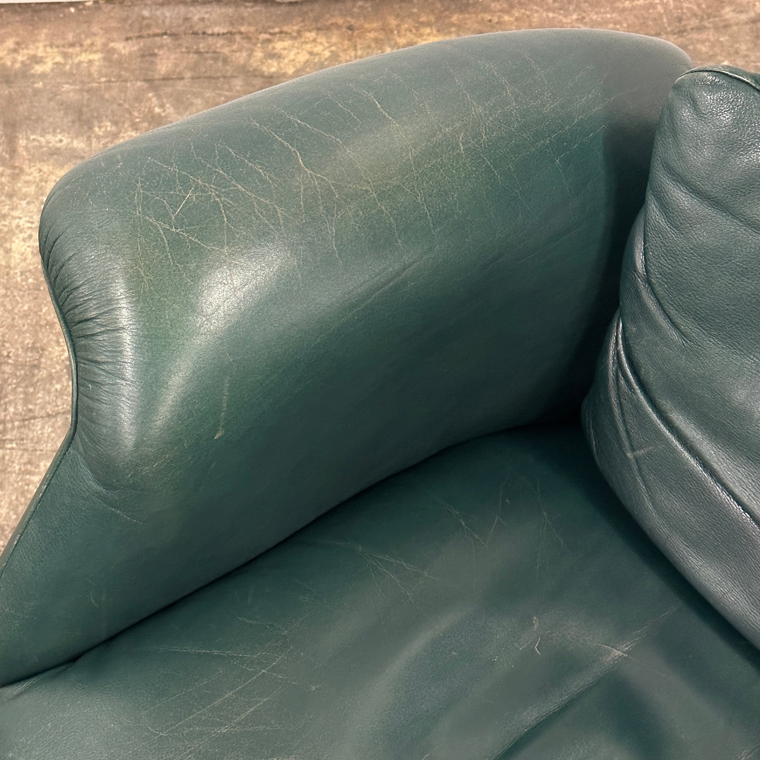 De Sede Green Leather Lounge Chair/Ottoman