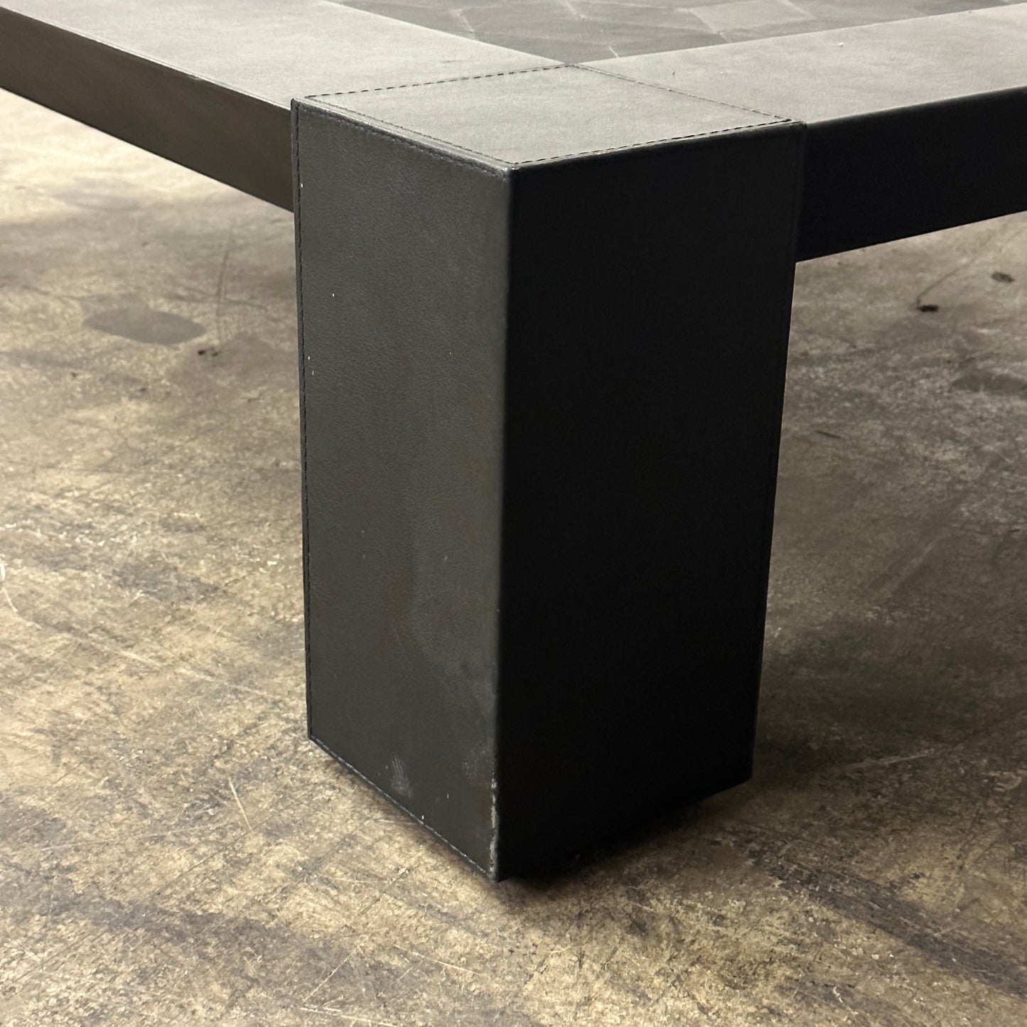 Vintage Leather Geometric Coffee Table by Jori of Belgium