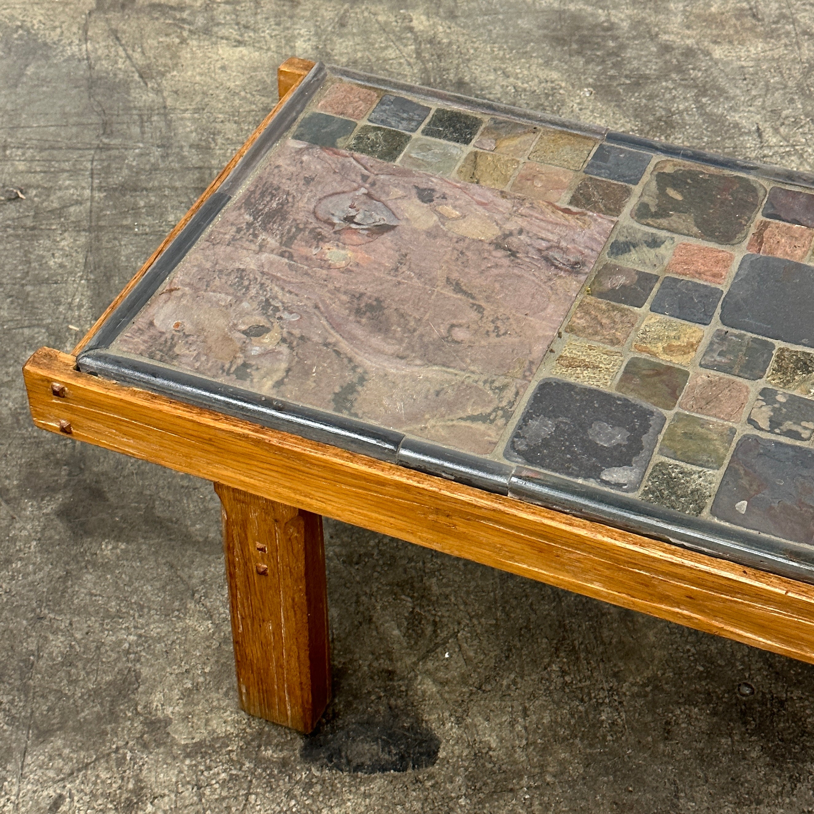 Brutalist Primitive Mosaic Stone Coffee Table