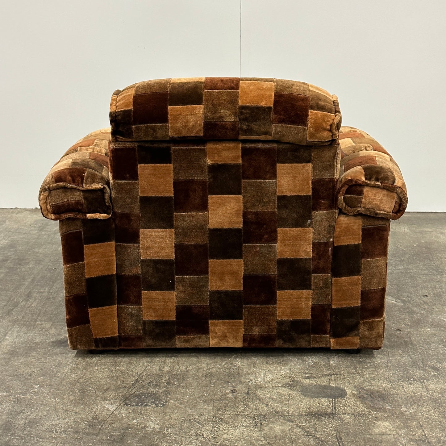 German Patchwork Velour Lounge Chair