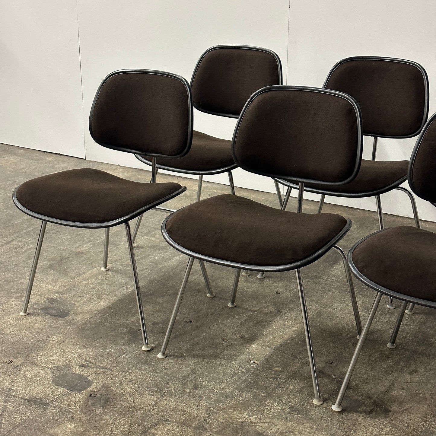 Set of Six Upholstered DCM Chairs by Charles & Ray Eames for Herman Miller
