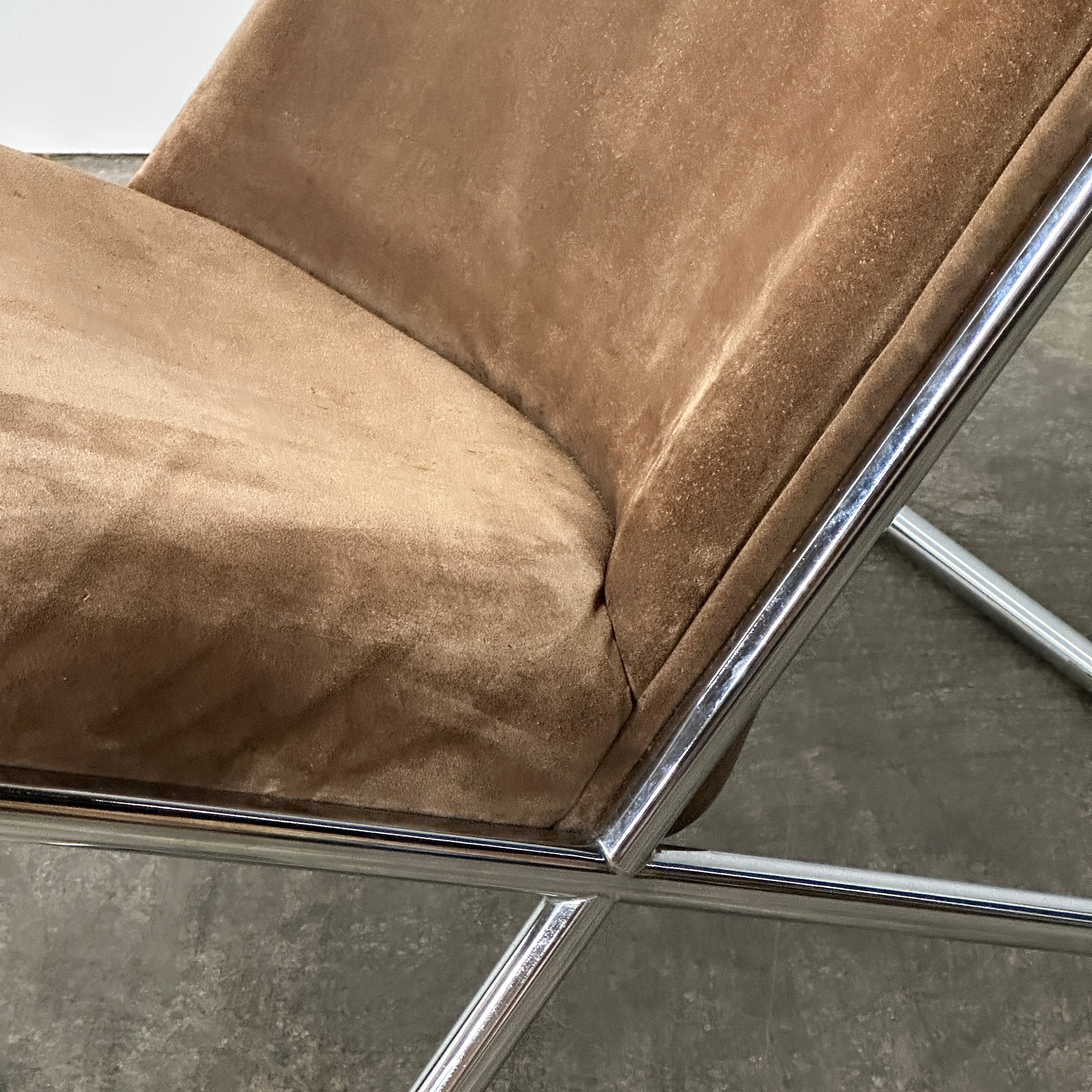 Scissor Chair by Ward Bennett in Original Brown Suede