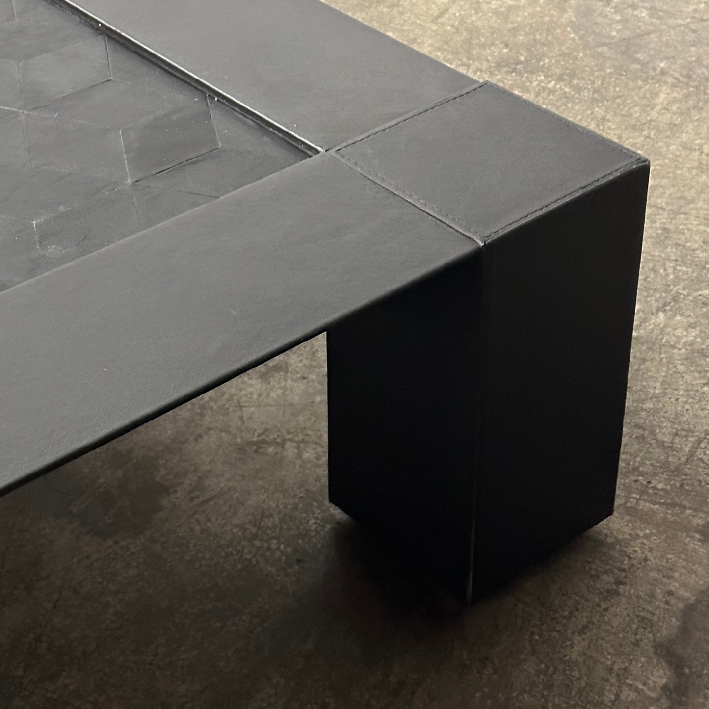 Vintage Leather Geometric Coffee Table by Jori of Belgium