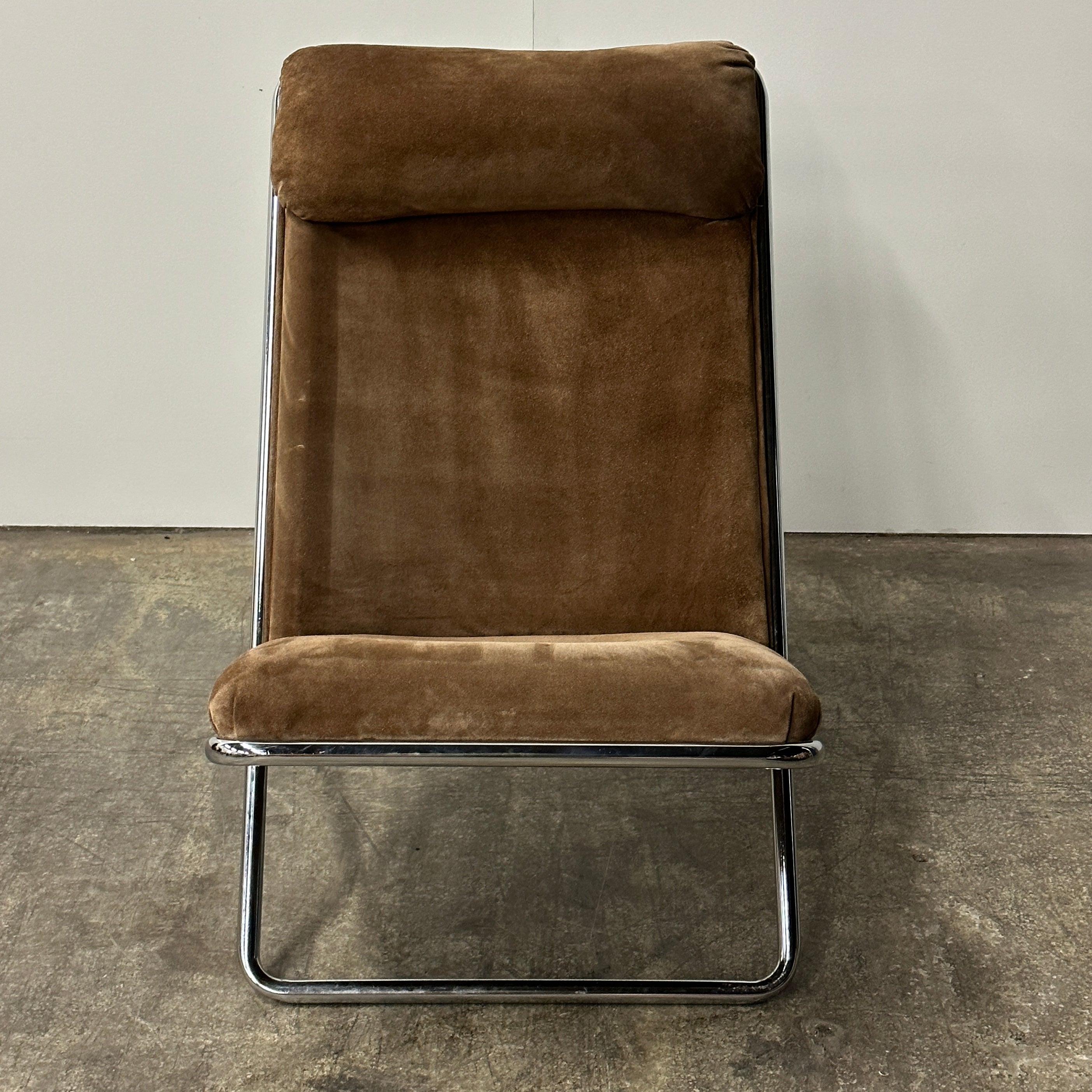 Scissor Chair by Ward Bennett in Original Brown Suede