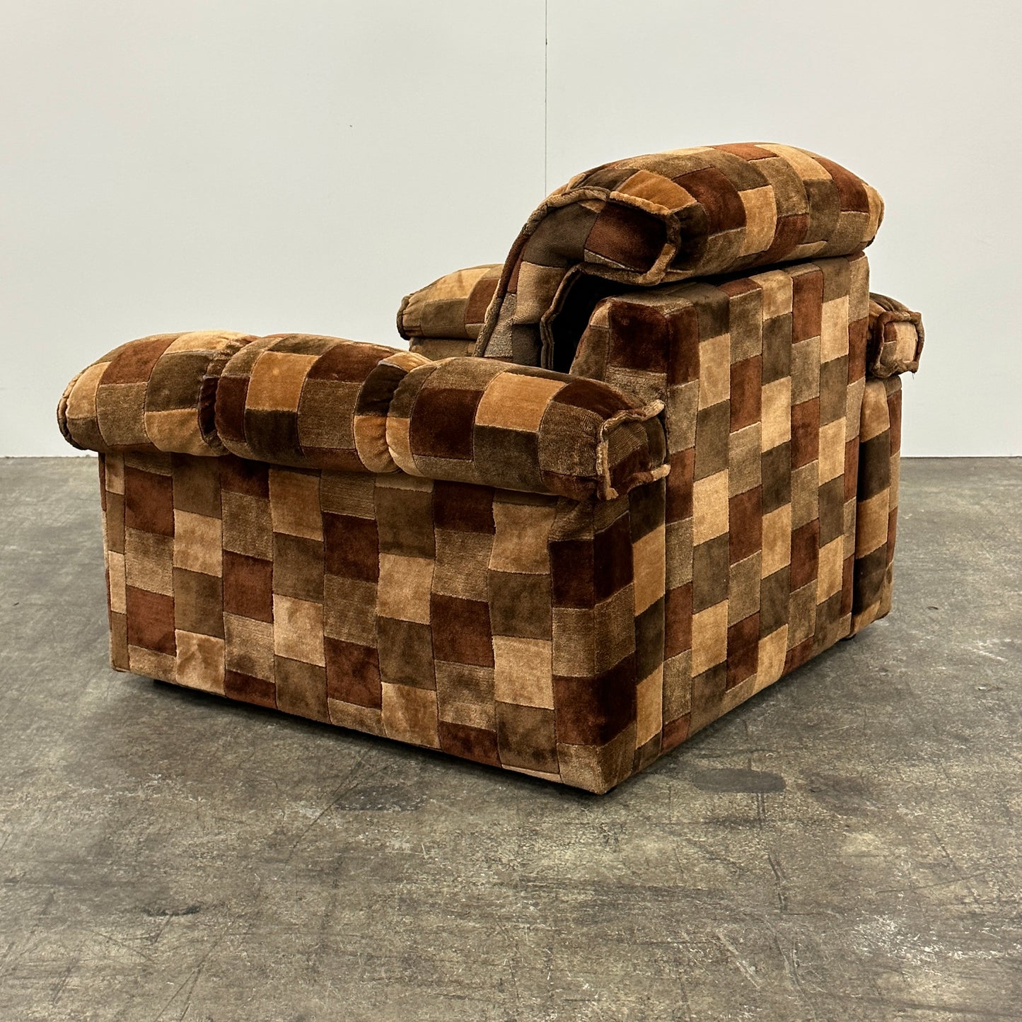 German Patchwork Velour Lounge Chair