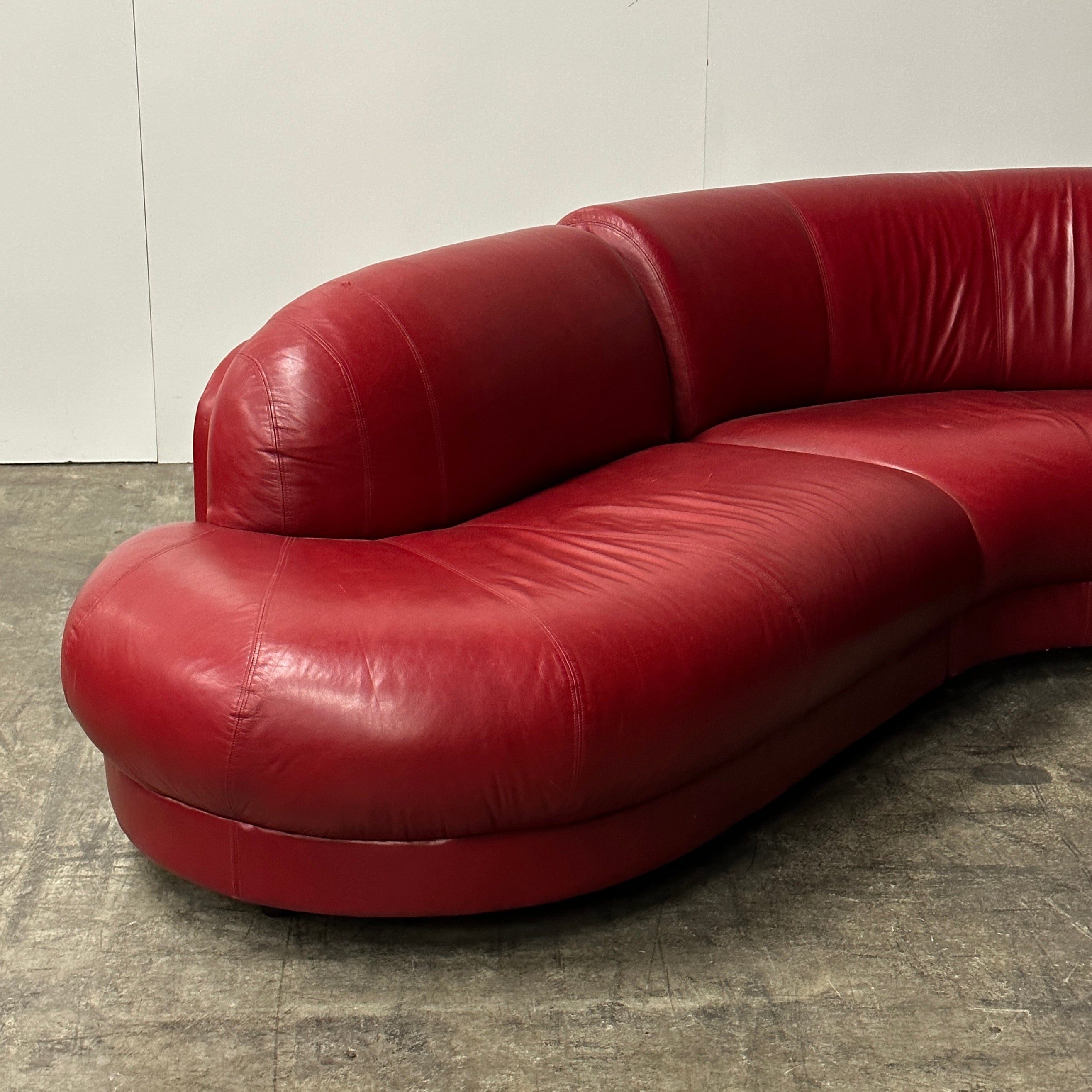 Red Leather Postmodern Sectional Attributed to Vladimir Kagan for Preview