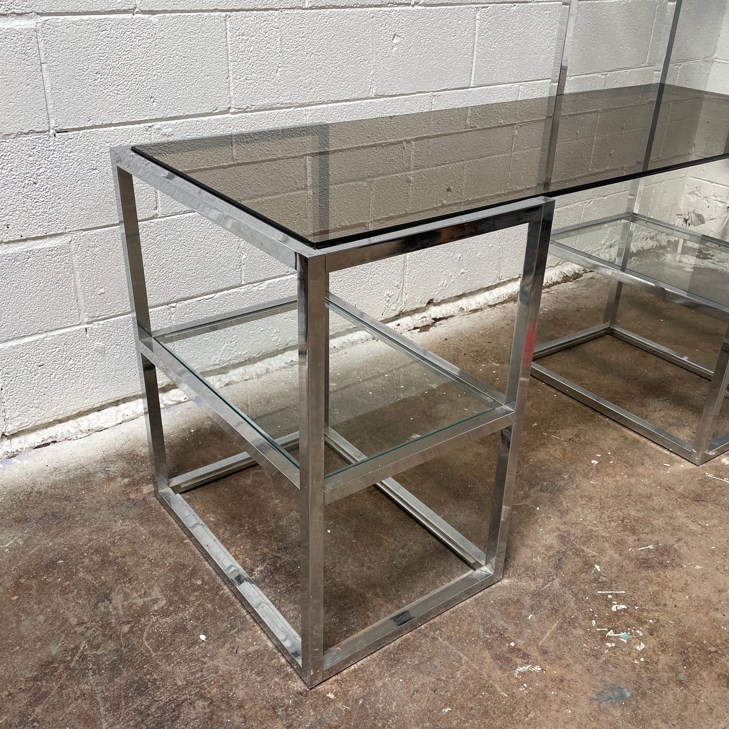 Chrome/Glass Desk w/ Shelving