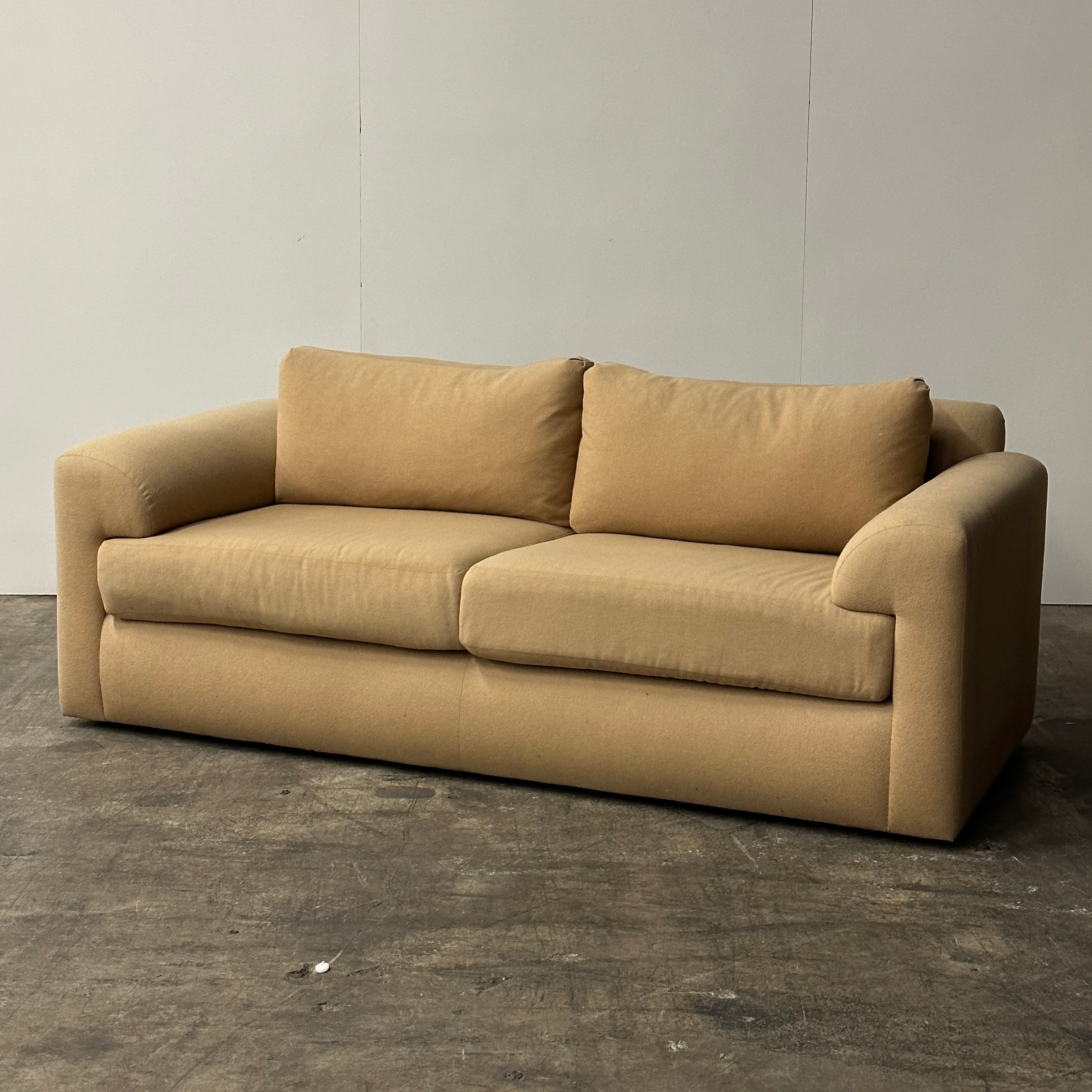 Vintage Mid Century Sofa in Camel Wool