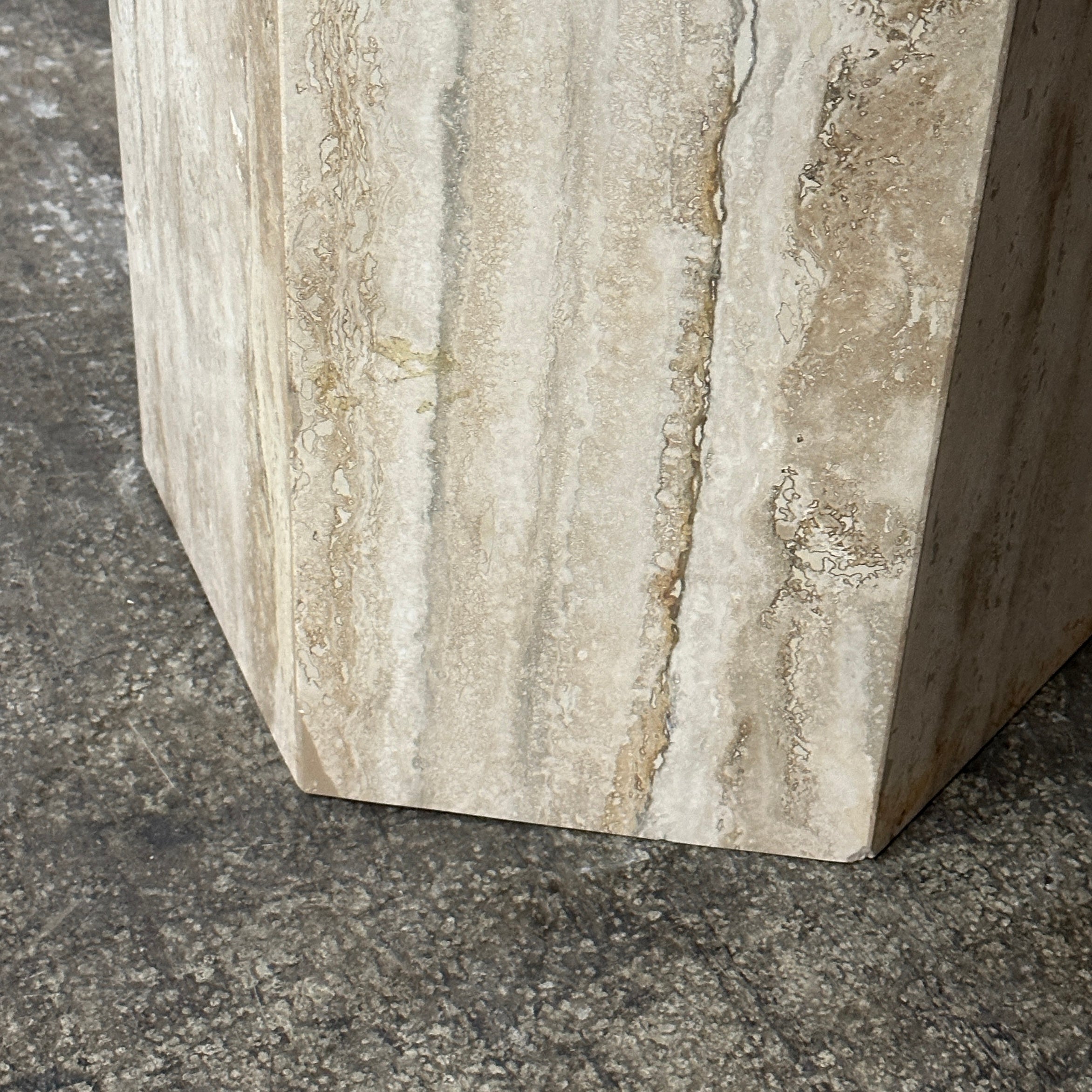 Vintage Travertine Pedestal Dining Table