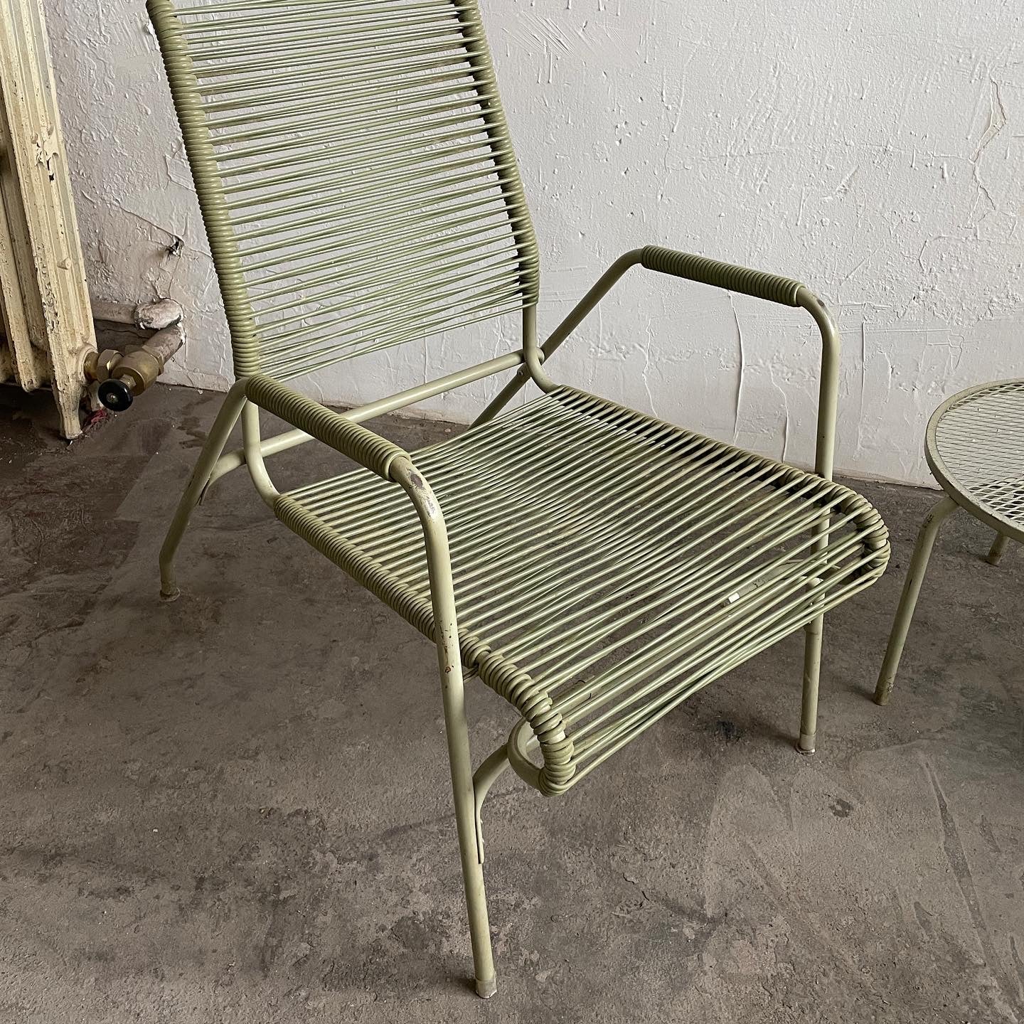 Outdoor Green Cord Rope Chairs + Side Table (Set)
