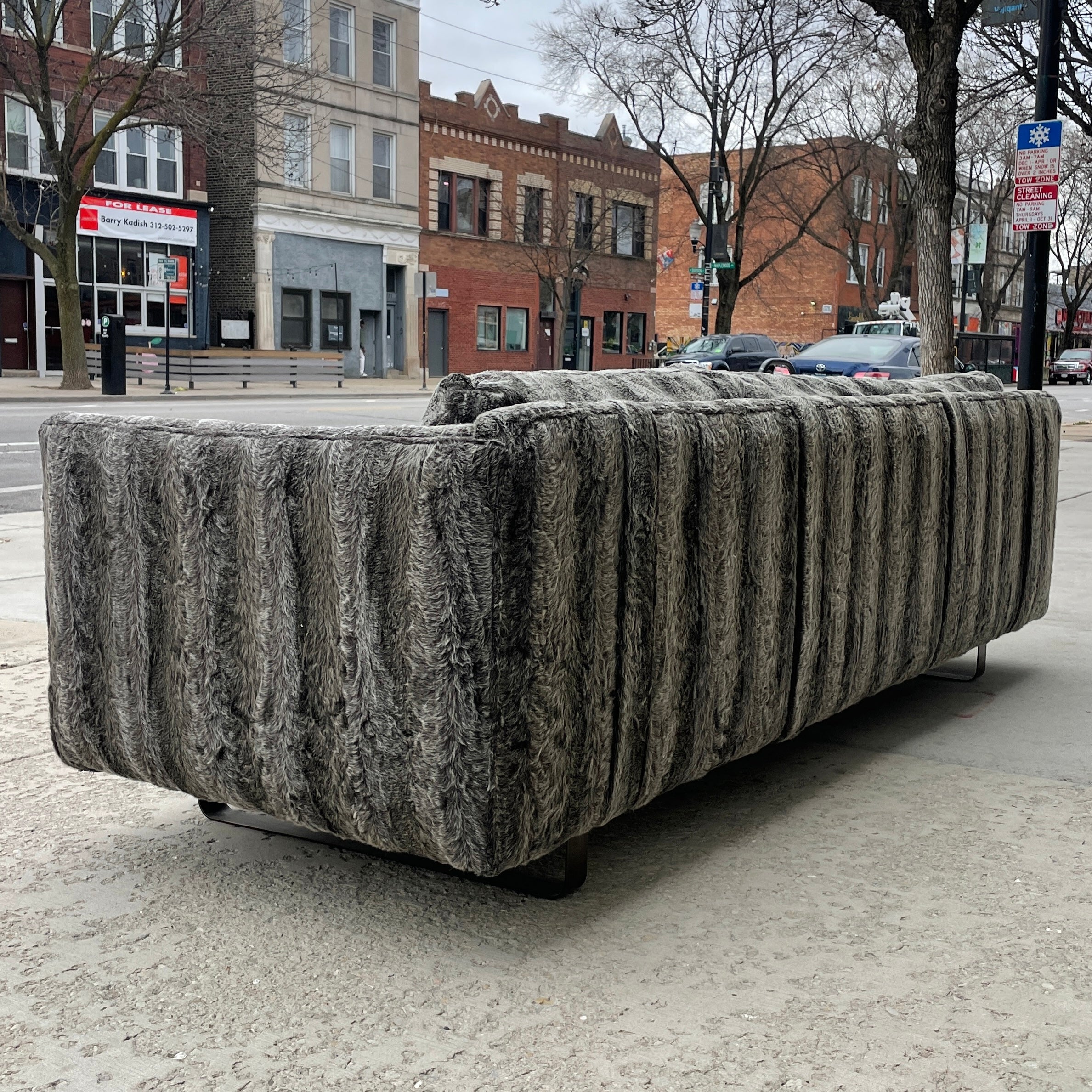 Milo Baughman Bronze Sled Base Sofa