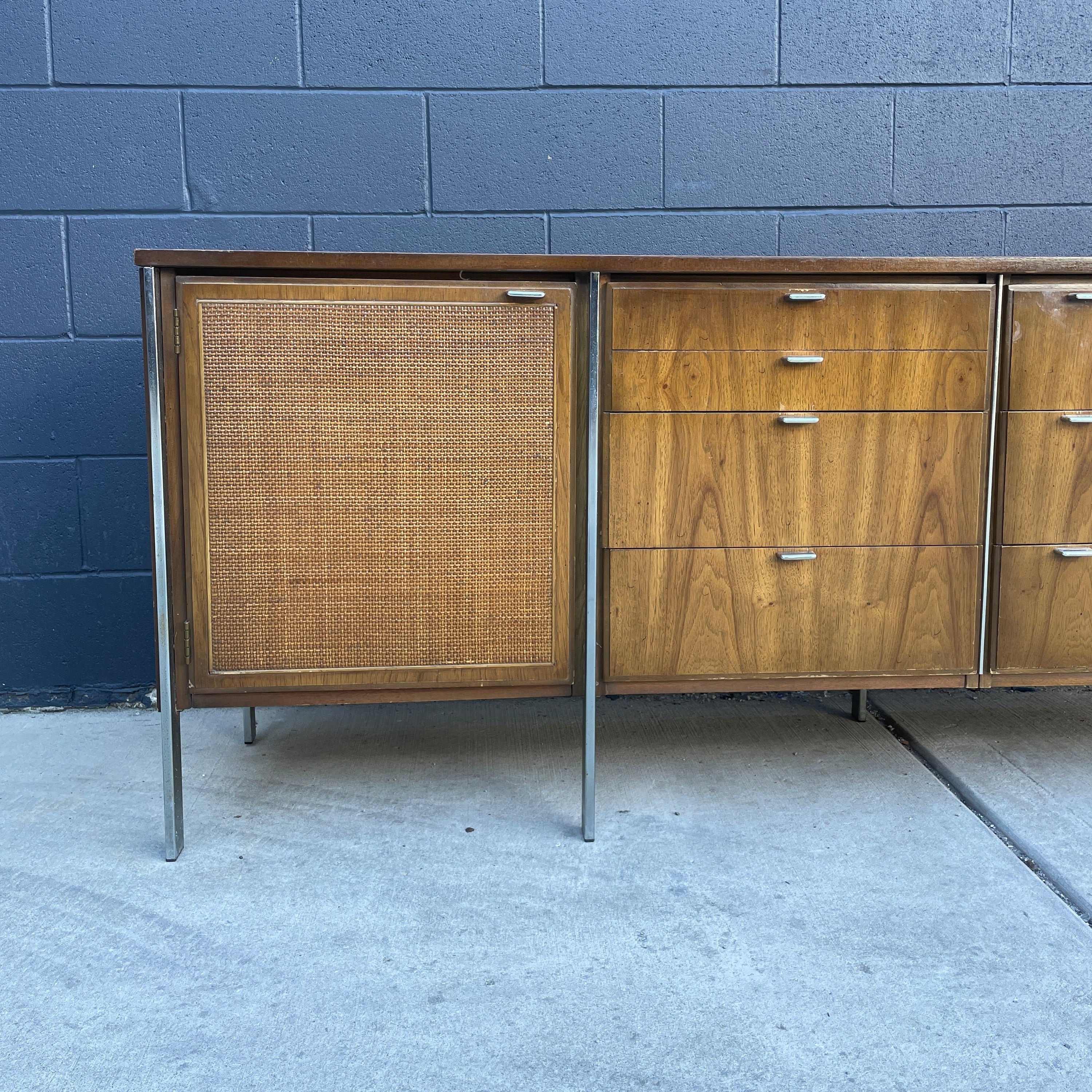 1960s Credenza w/ Cane & Chrome Legs