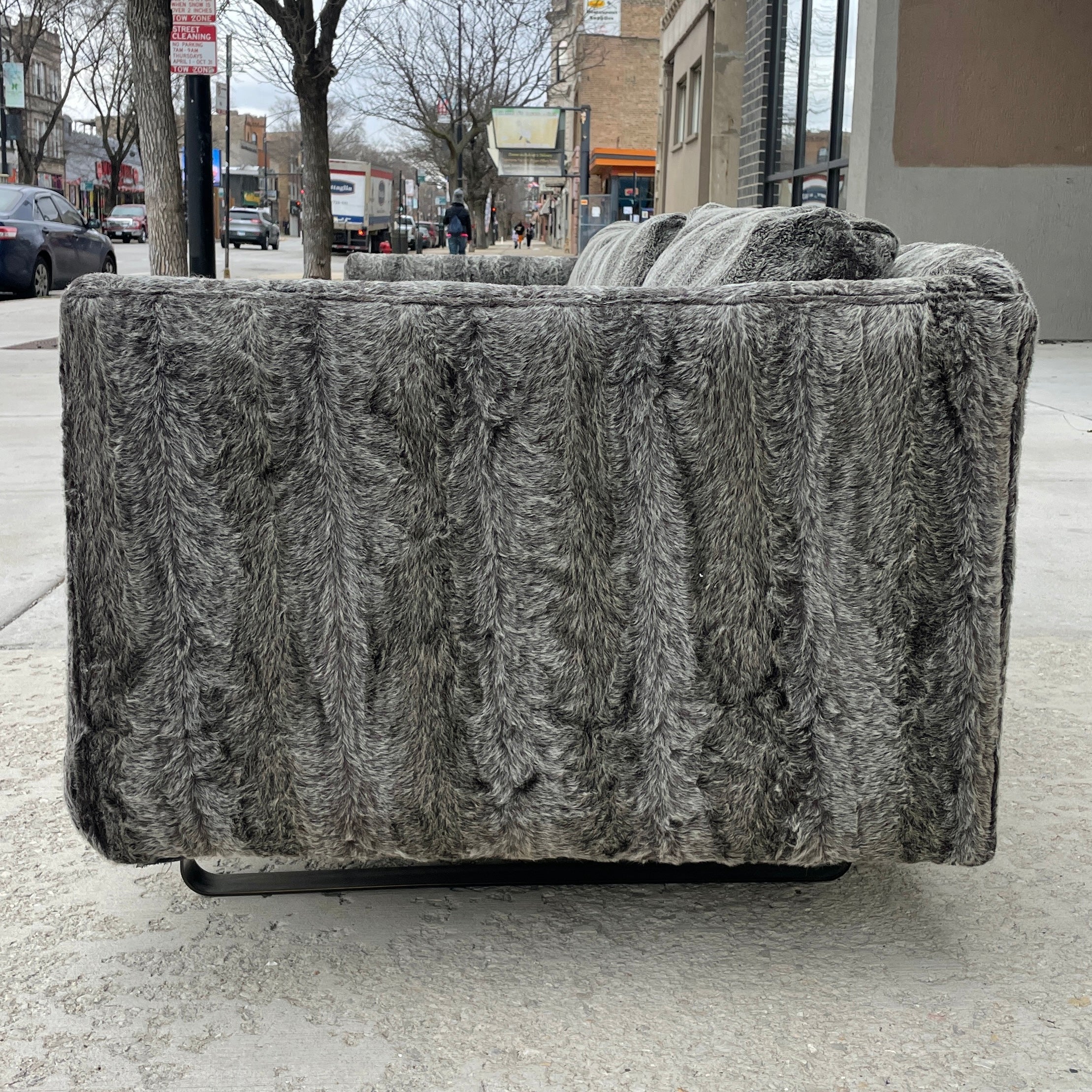 Milo Baughman Bronze Sled Base Sofa