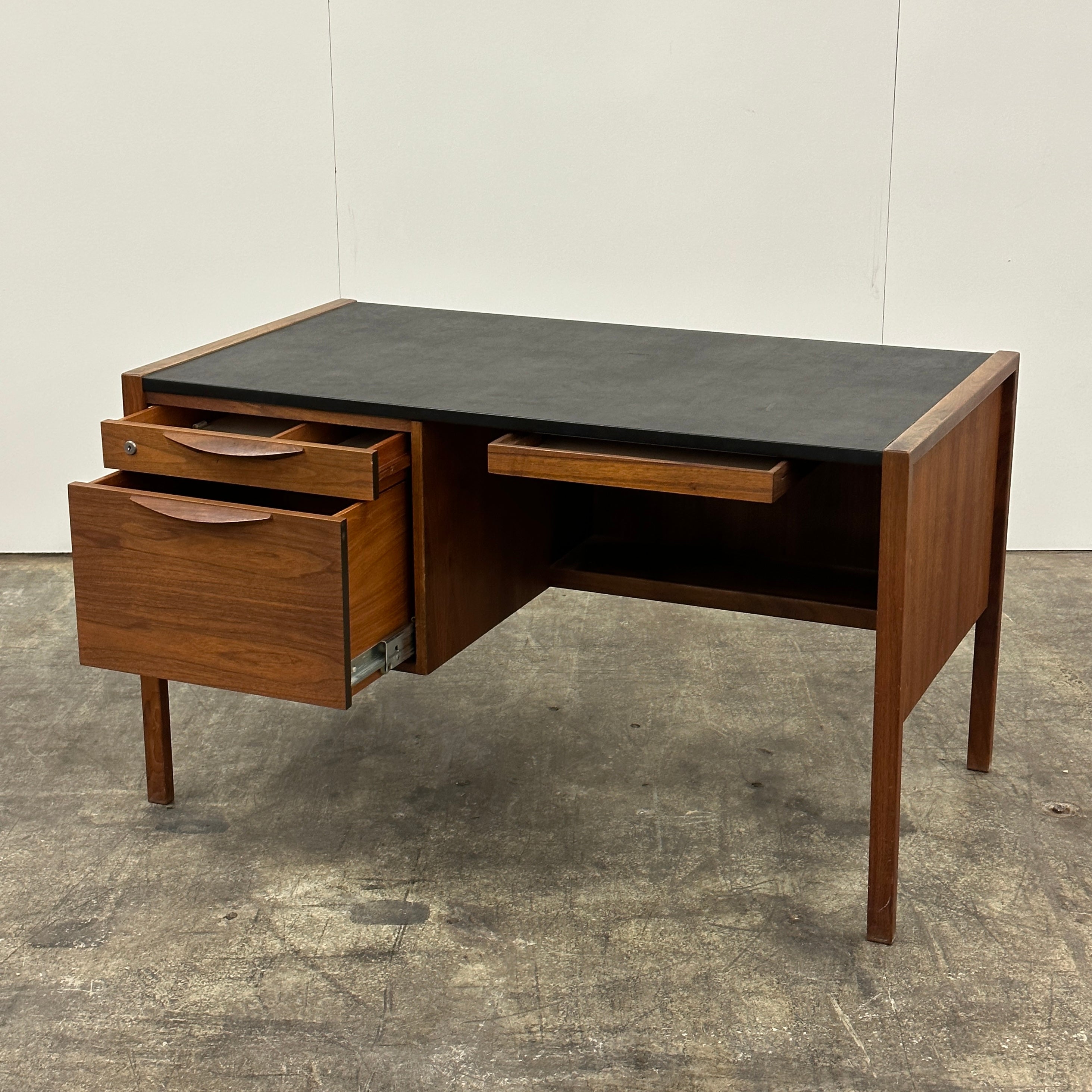 Leather/Walnut Desk by Jens Risom