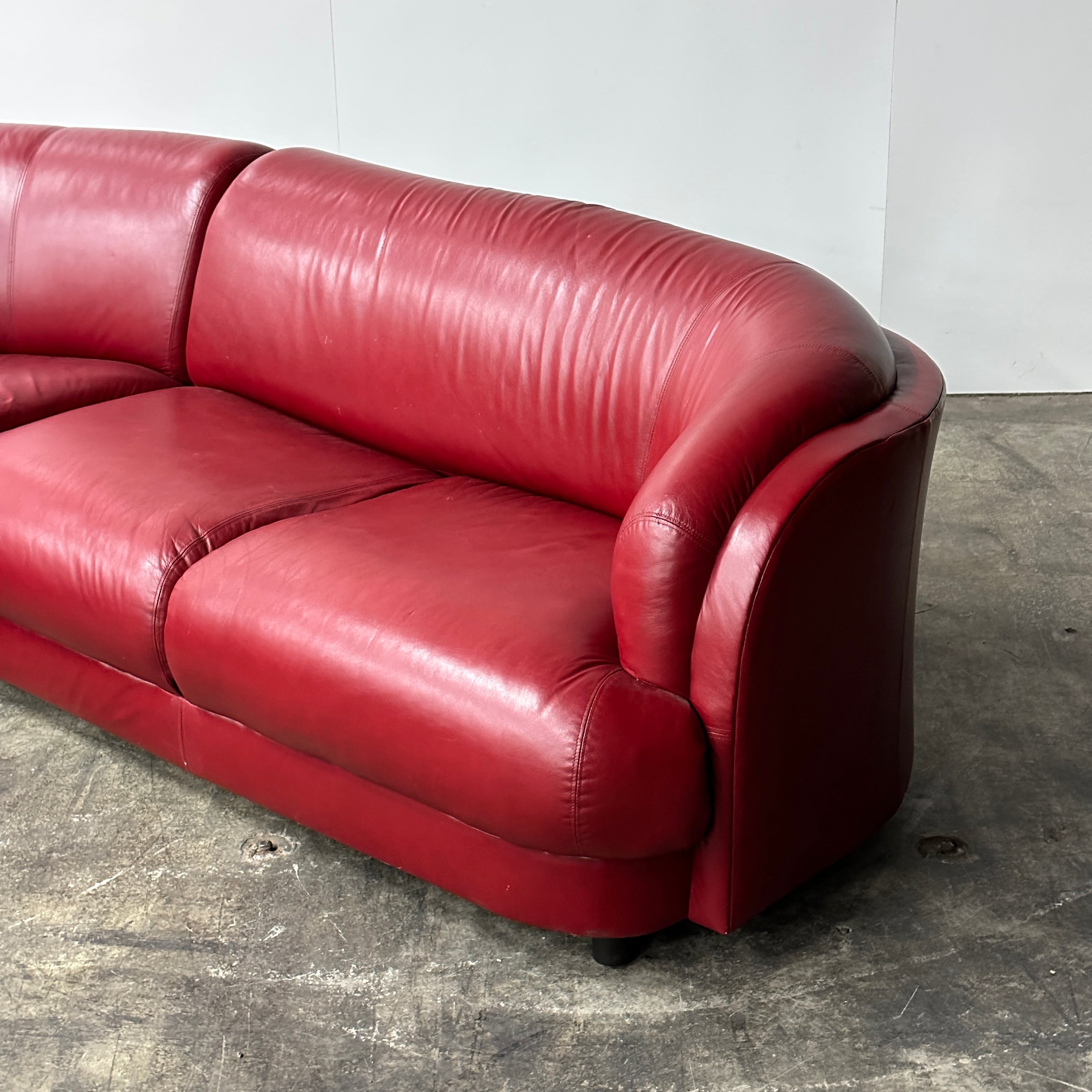 Red Leather Postmodern Sectional Attributed to Vladimir Kagan for Preview