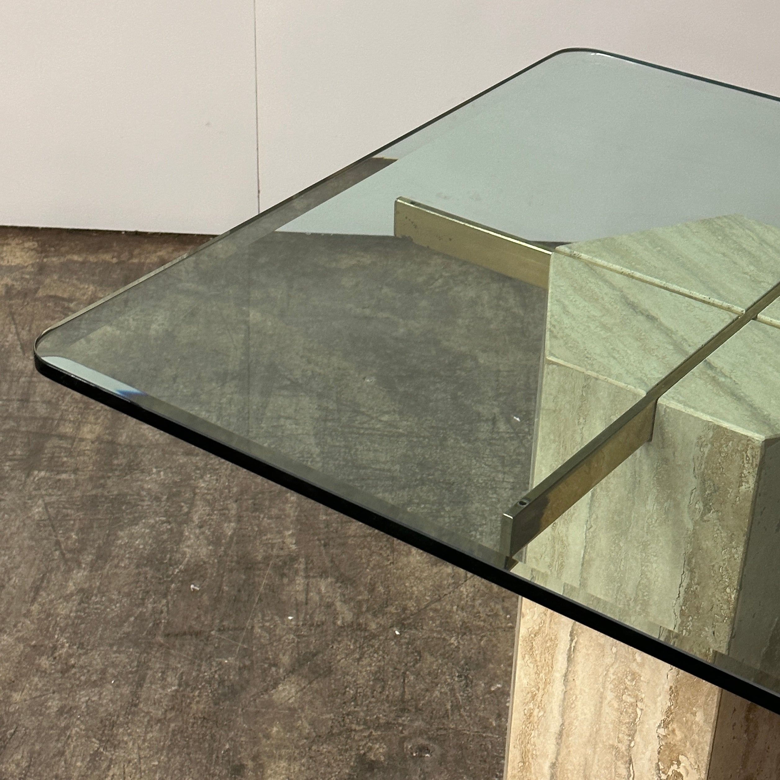 Vintage Travertine Pedestal Dining Table