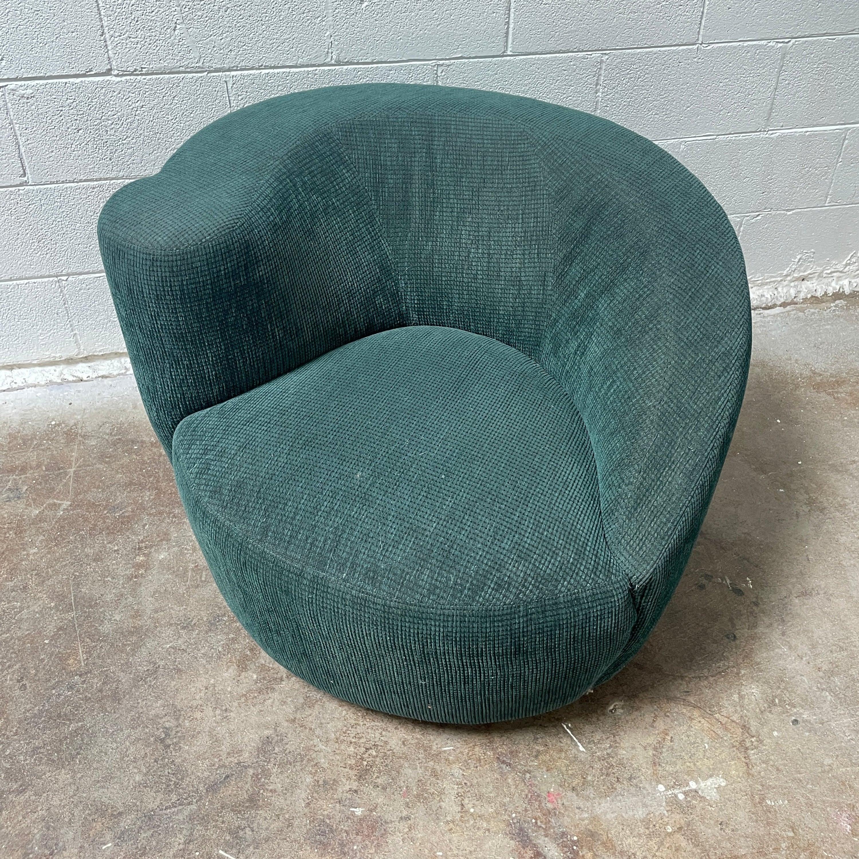 Nautilus Swivel Chair + Mushroom Ottoman in Emerald