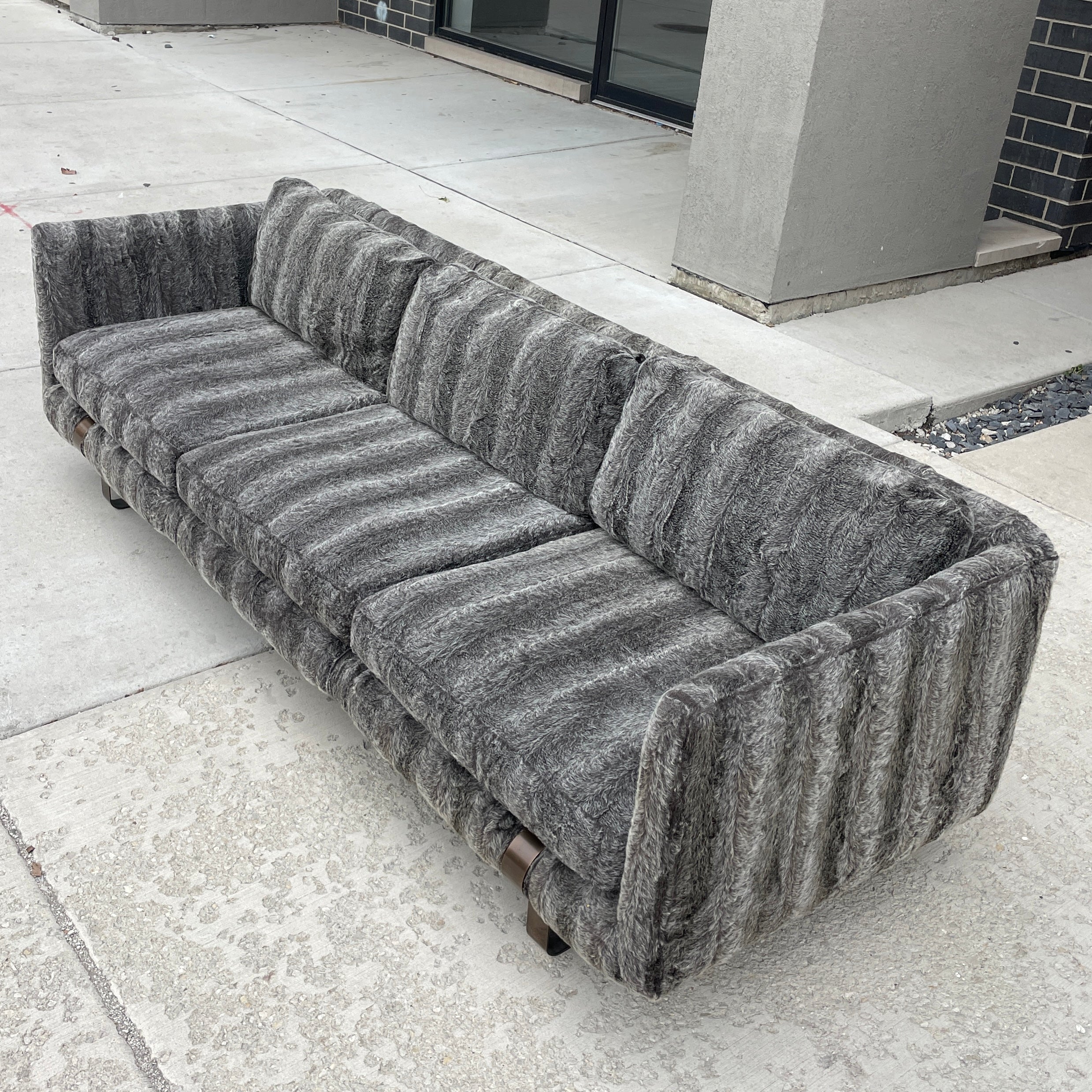 Milo Baughman Bronze Sled Base Sofa