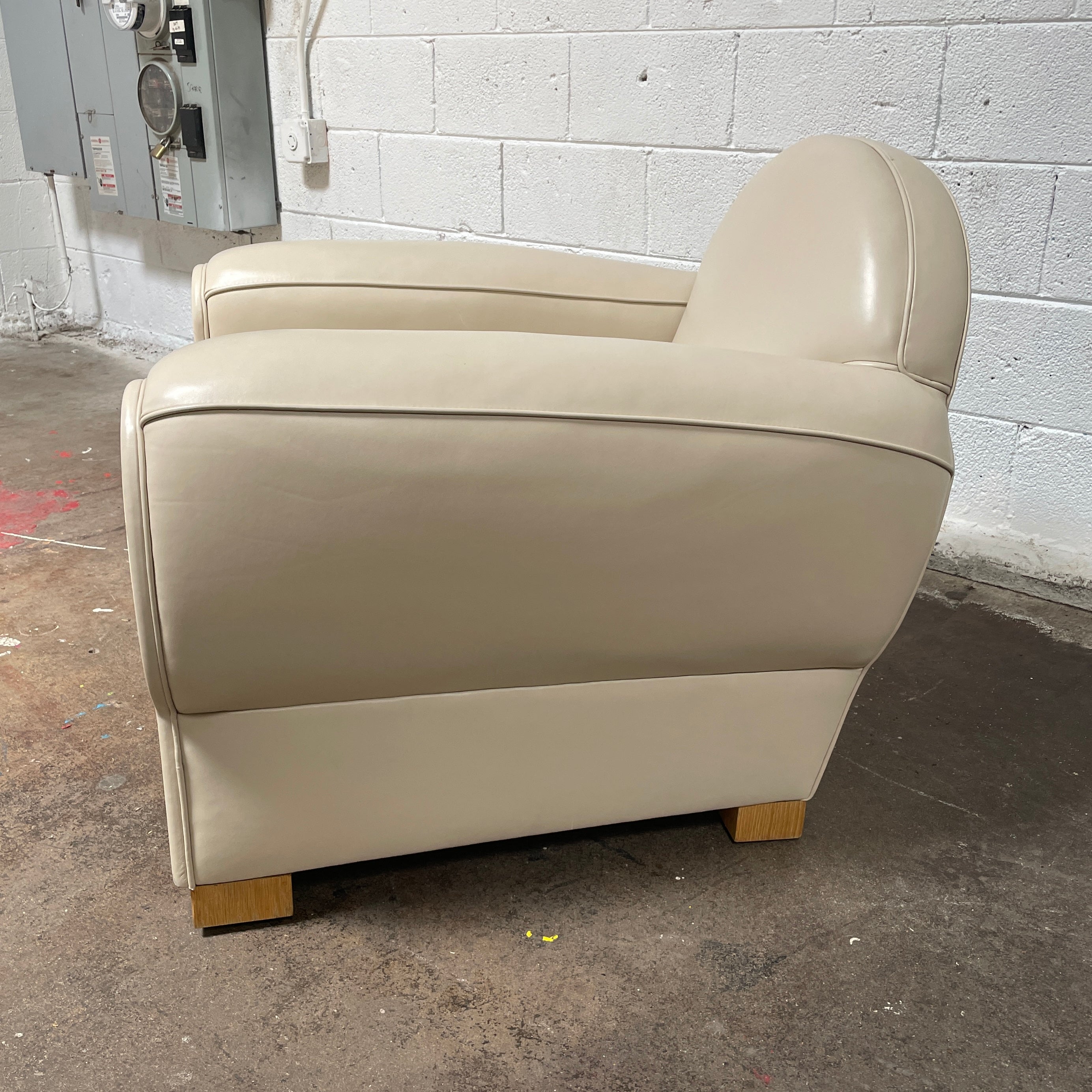 French Art Deco Leather Lounge Chair