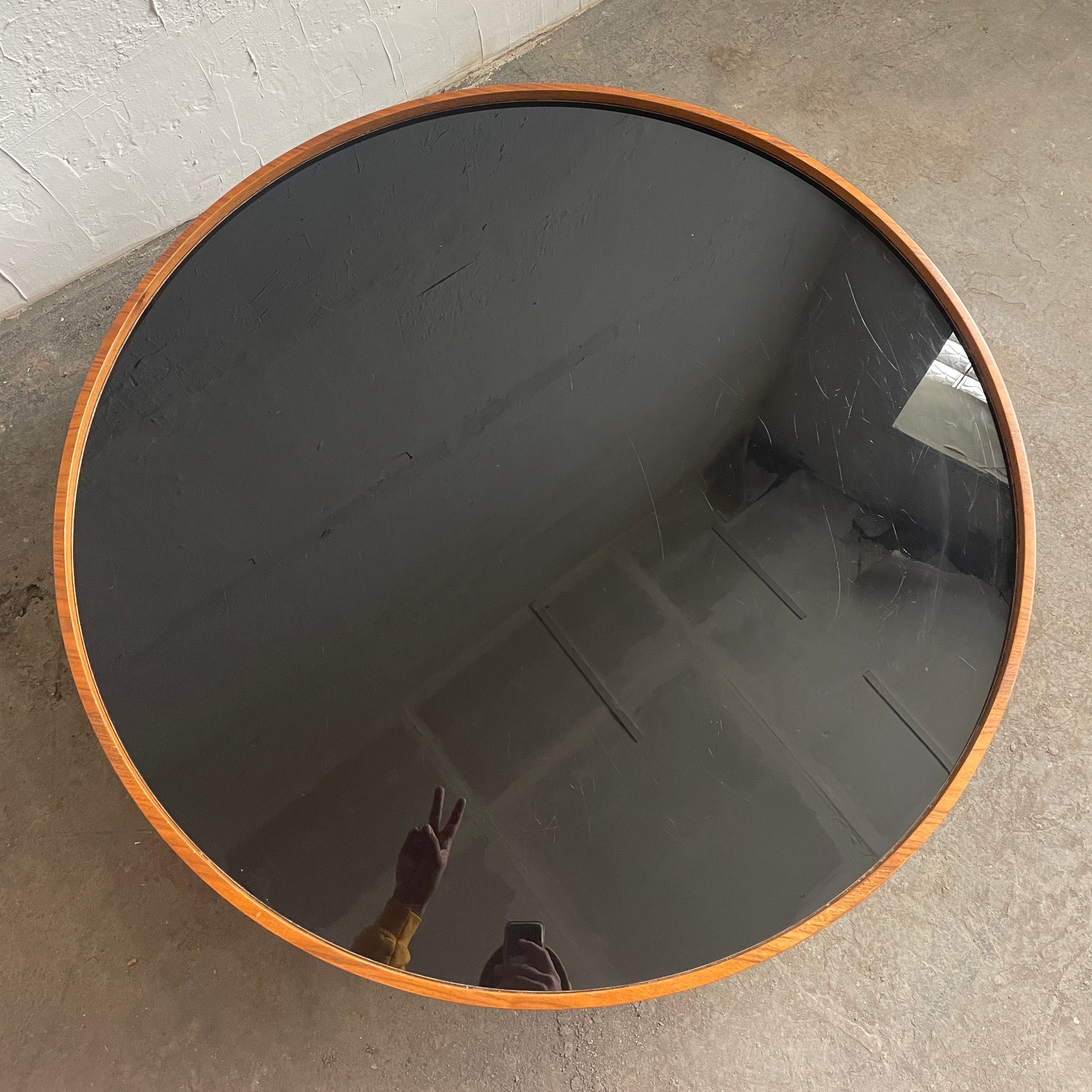 Walnut + Black Glass Coffee Table IMO Hans Wegner