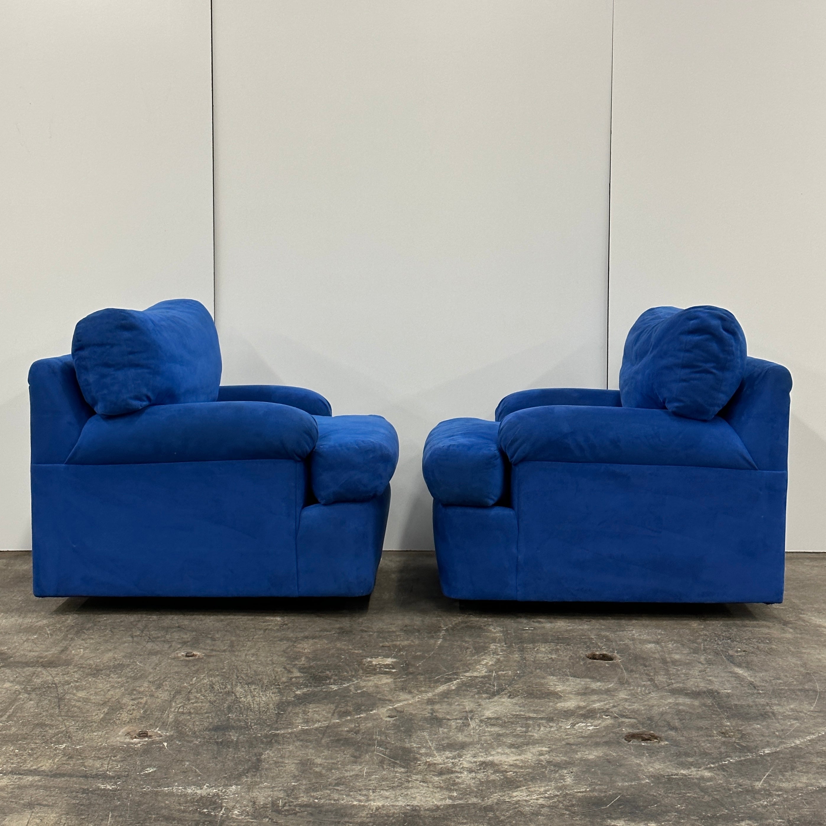 Postmodern Swivel Chair in Blue Microsuede by Directional