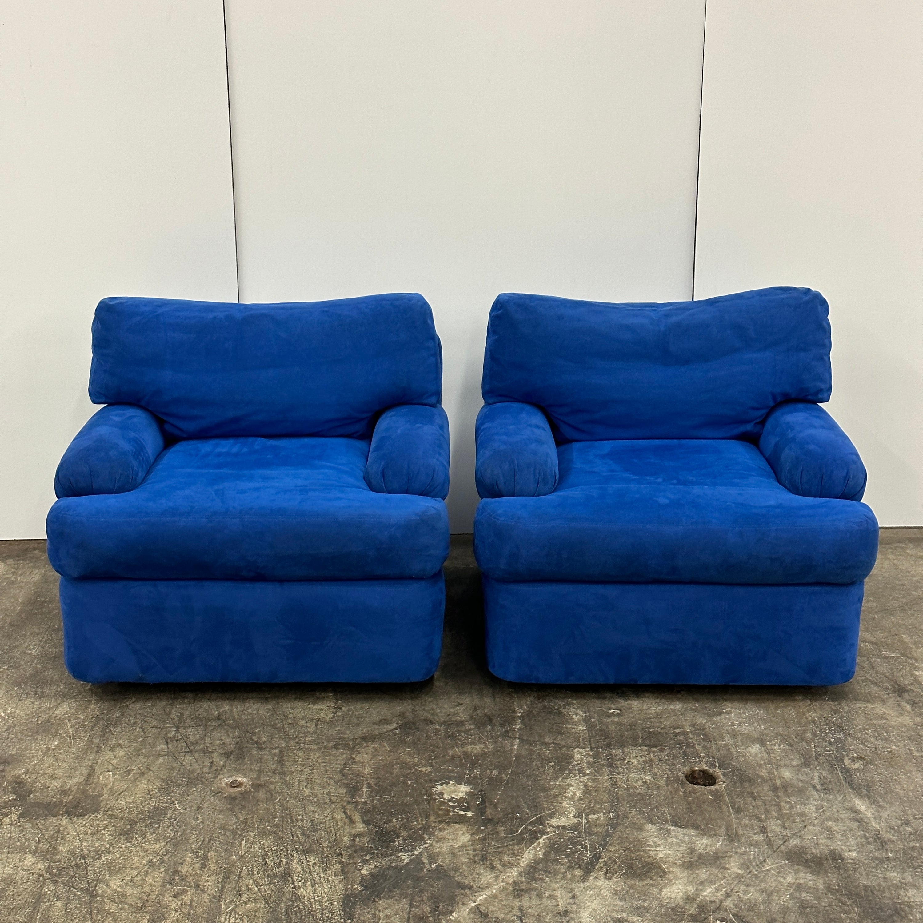 Postmodern Swivel Chair in Blue Microsuede by Directional