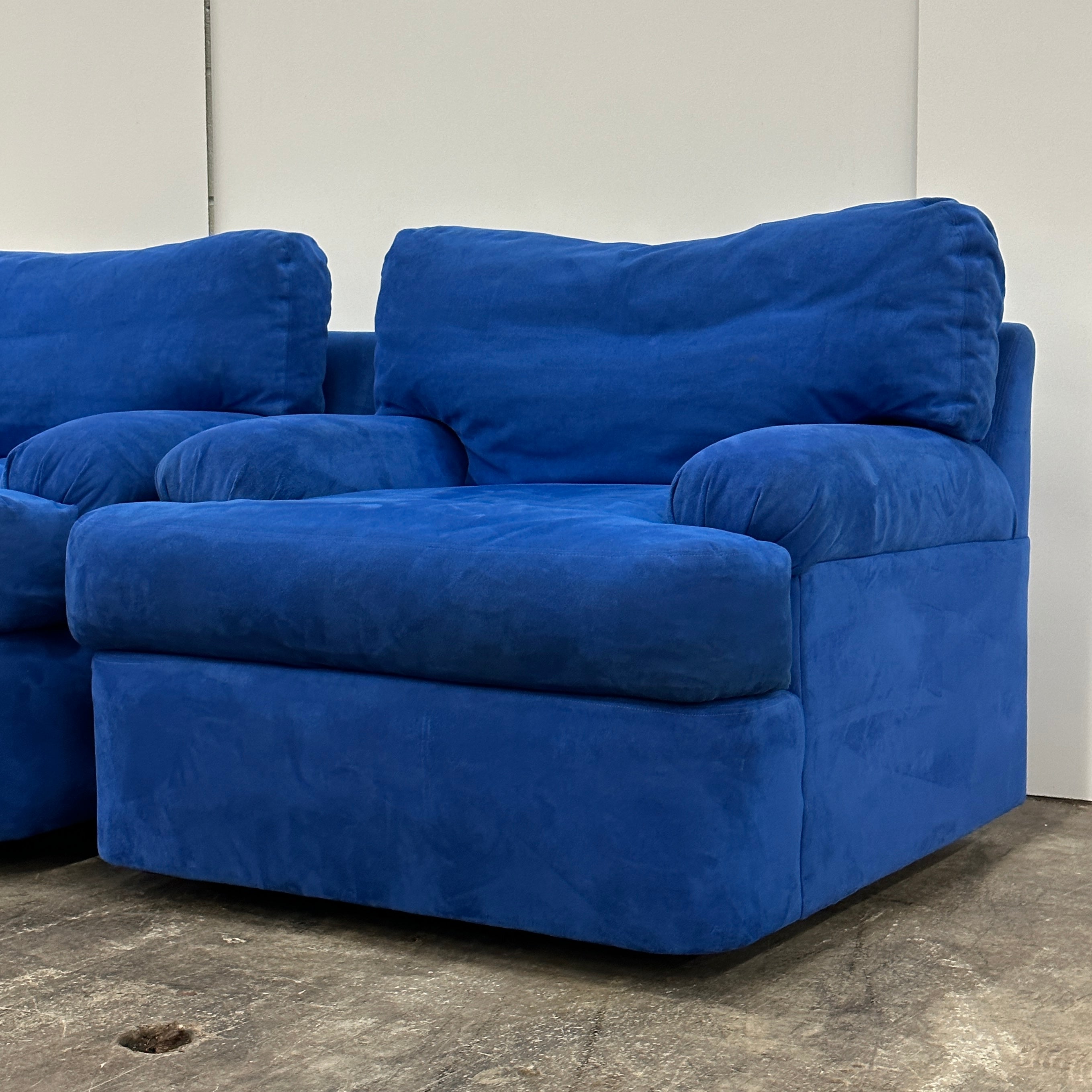 Postmodern Swivel Chair in Blue Microsuede by Directional