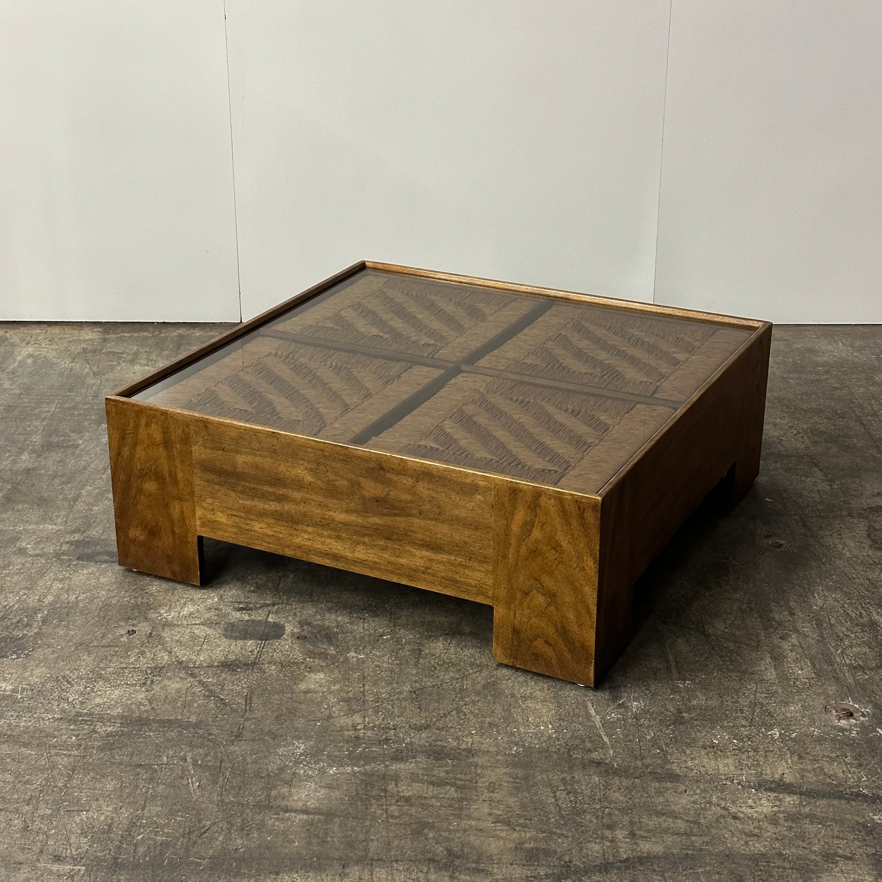 Chunky Oak and Smoked Glass Coffee Table